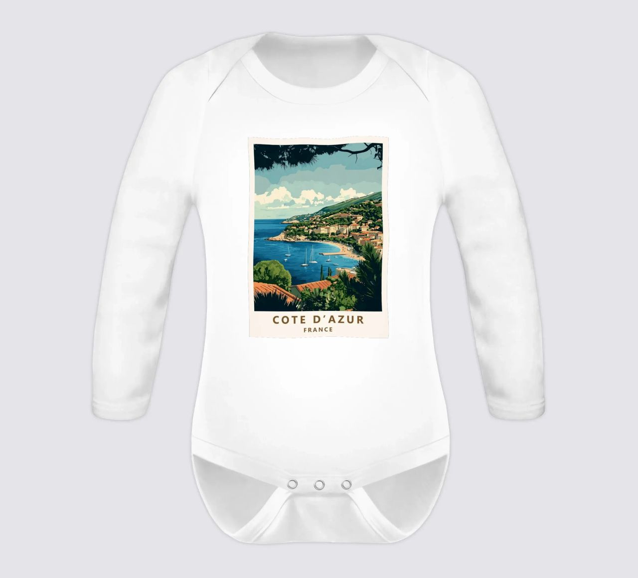 Come on visit travel Cote d'Azur Langarm Babybody von youngs print