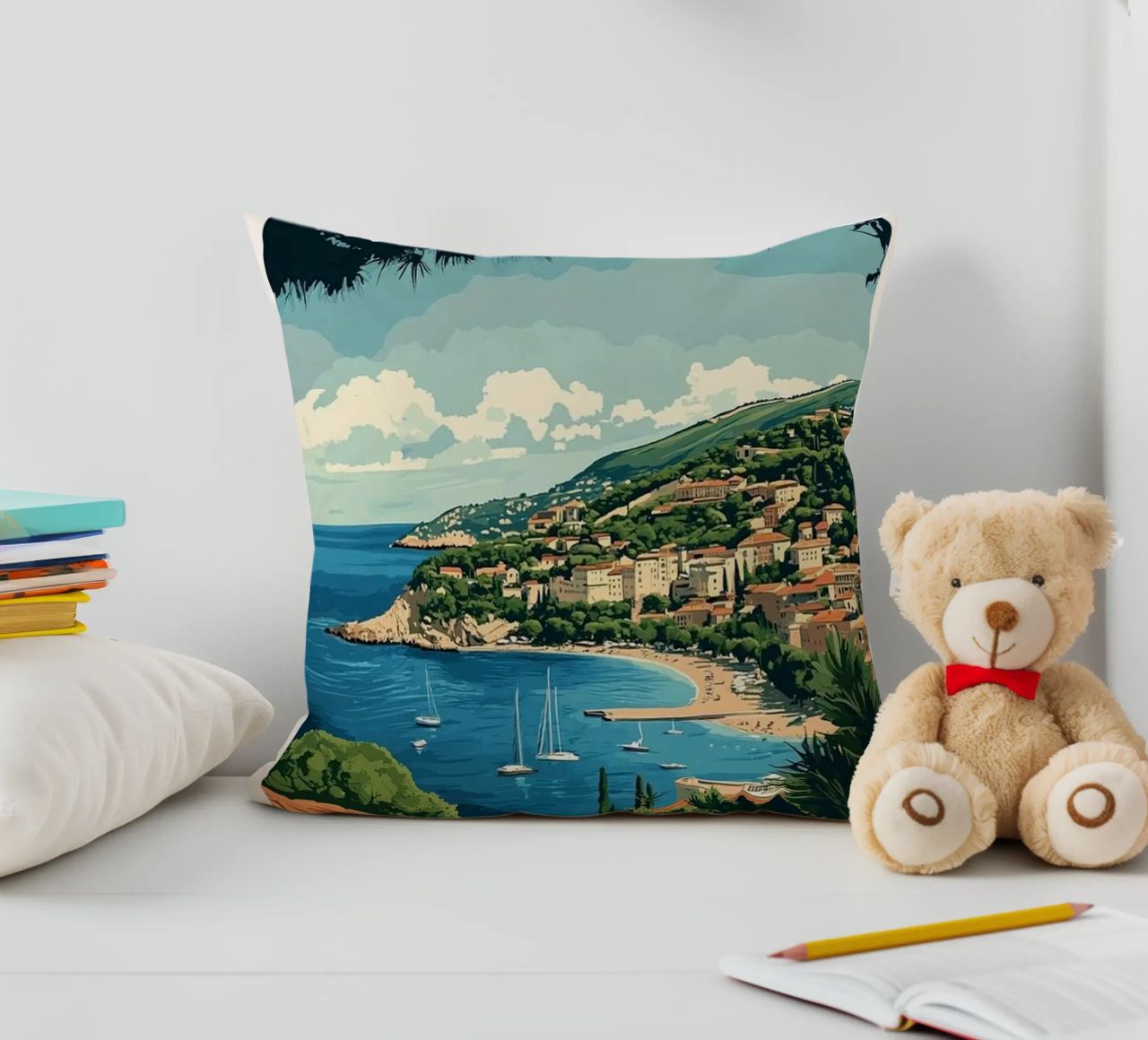 Come on visit travel Cote d'Azur Kissen von youngs print