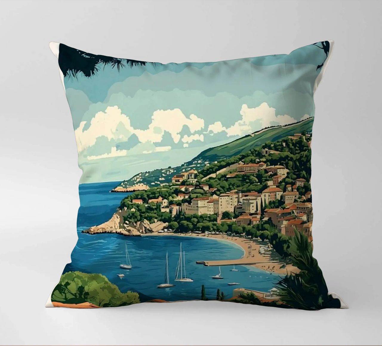 Come on visit travel Cote d'Azur Kissen von youngs print