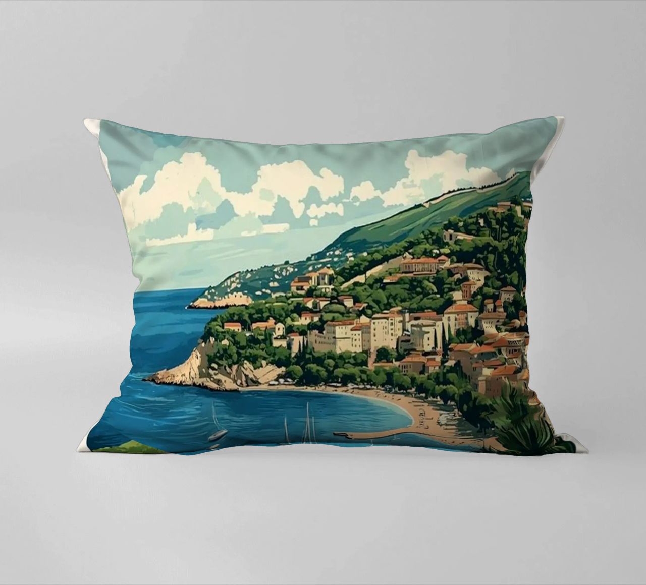 Come on visit travel Cote d'Azur Kissen von youngs print