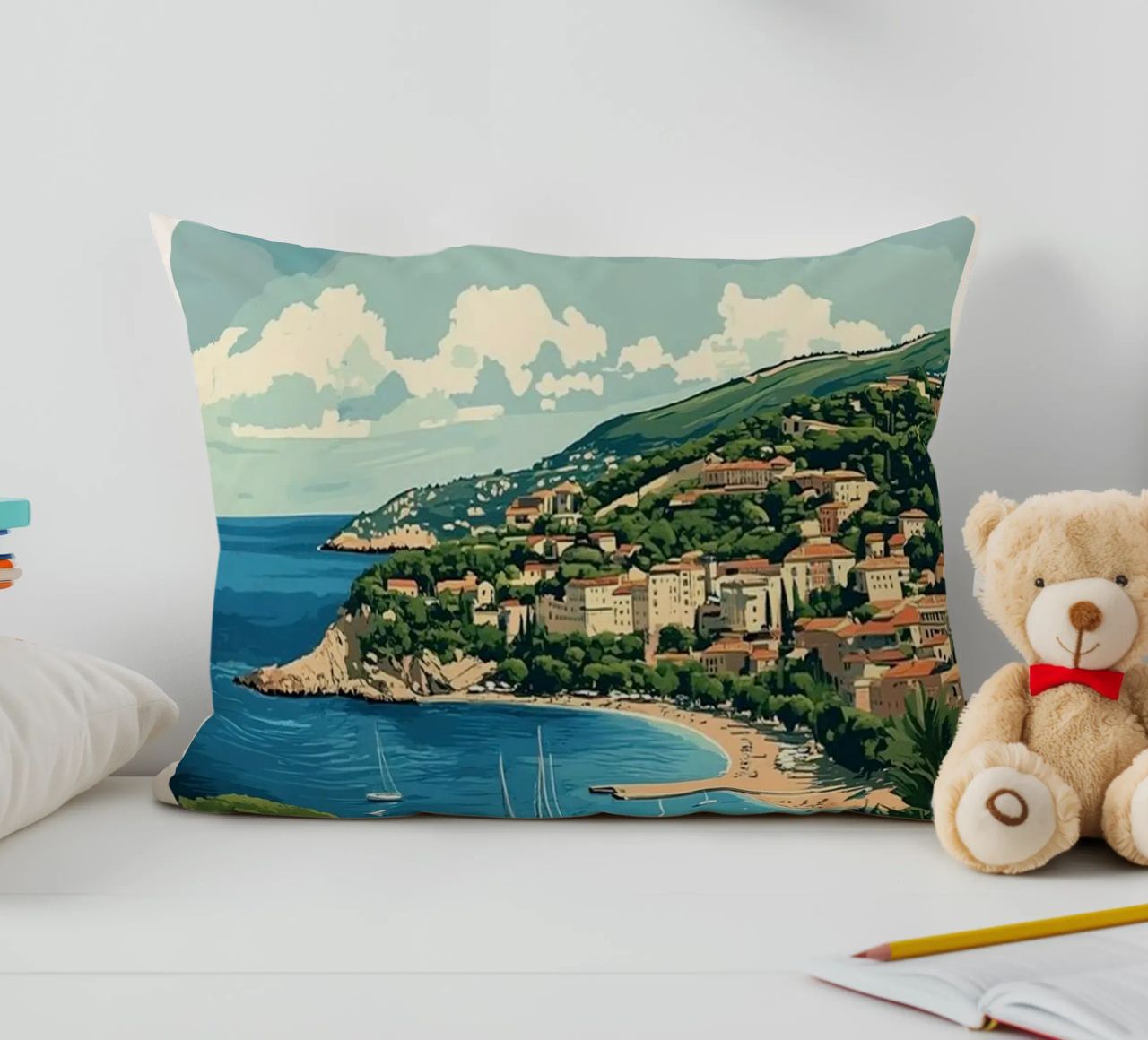 Come on visit travel Cote d'Azur Kissen von youngs print