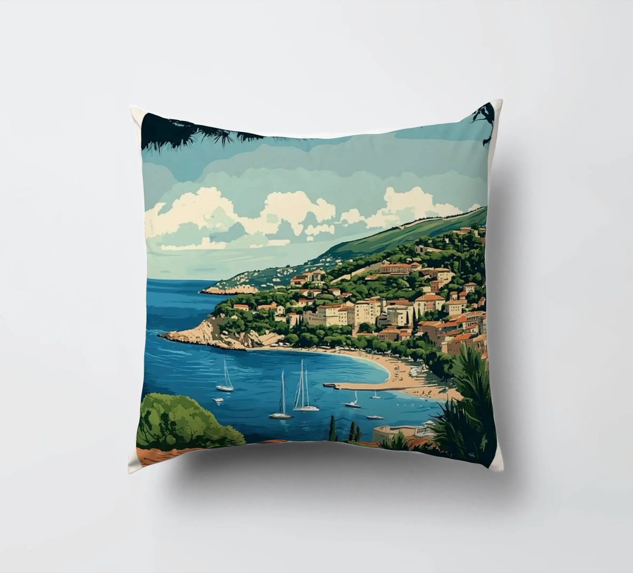 Come on visit travel Cote d'Azur Kissen von youngs print