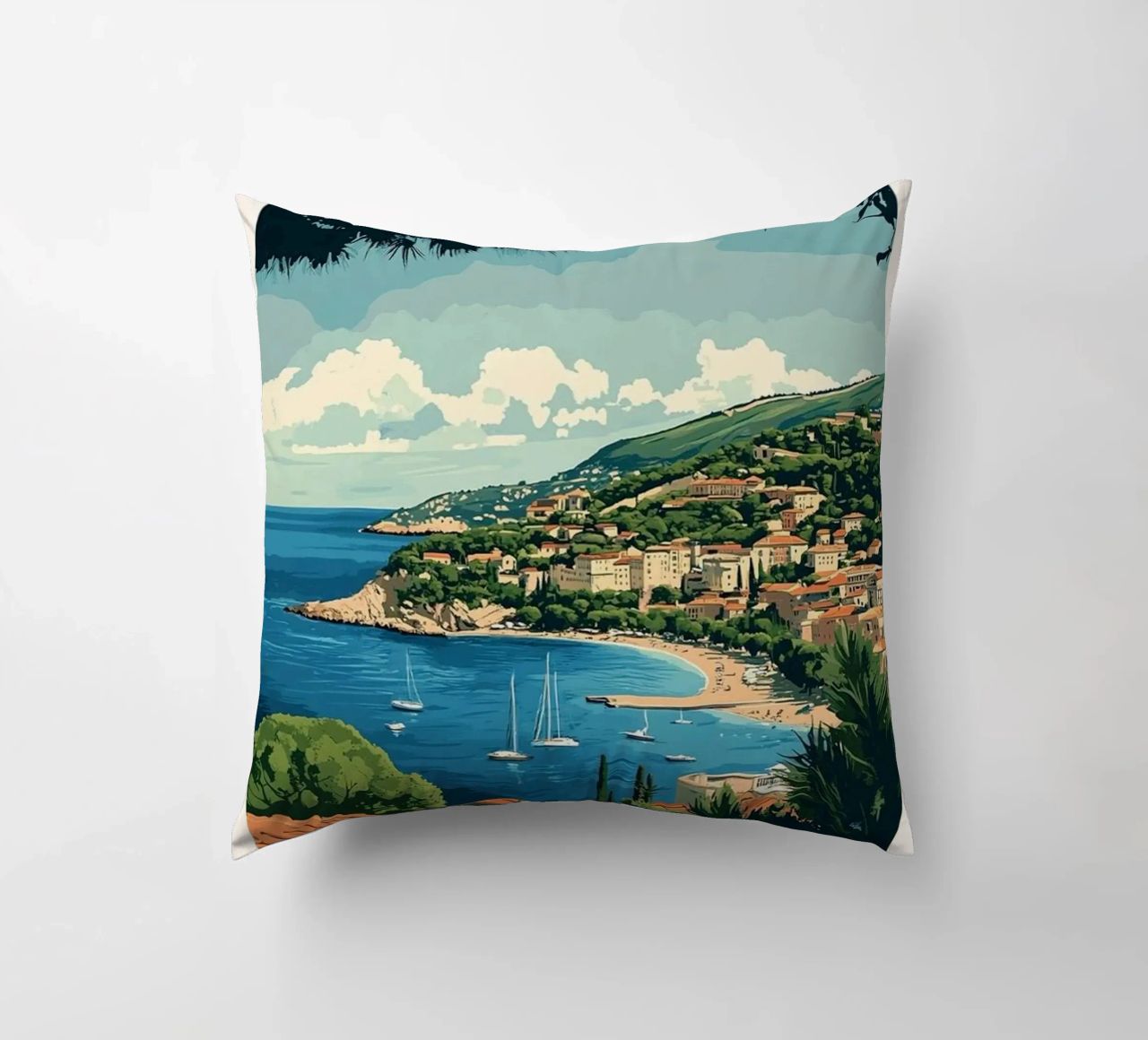 Come on visit travel Cote d'Azur Kissen von youngs print
