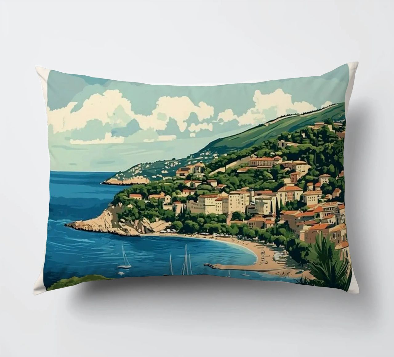 Come on visit travel Cote d'Azur Kissen von youngs print