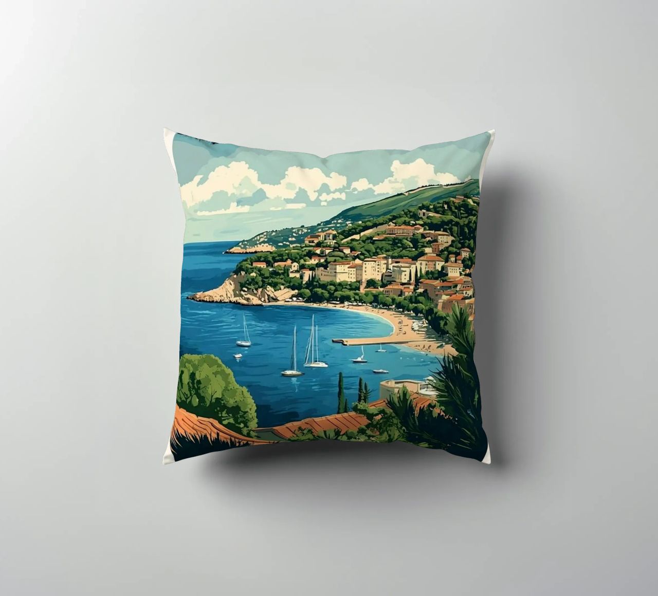 Come on visit travel Cote d'Azur Kissen von youngs print