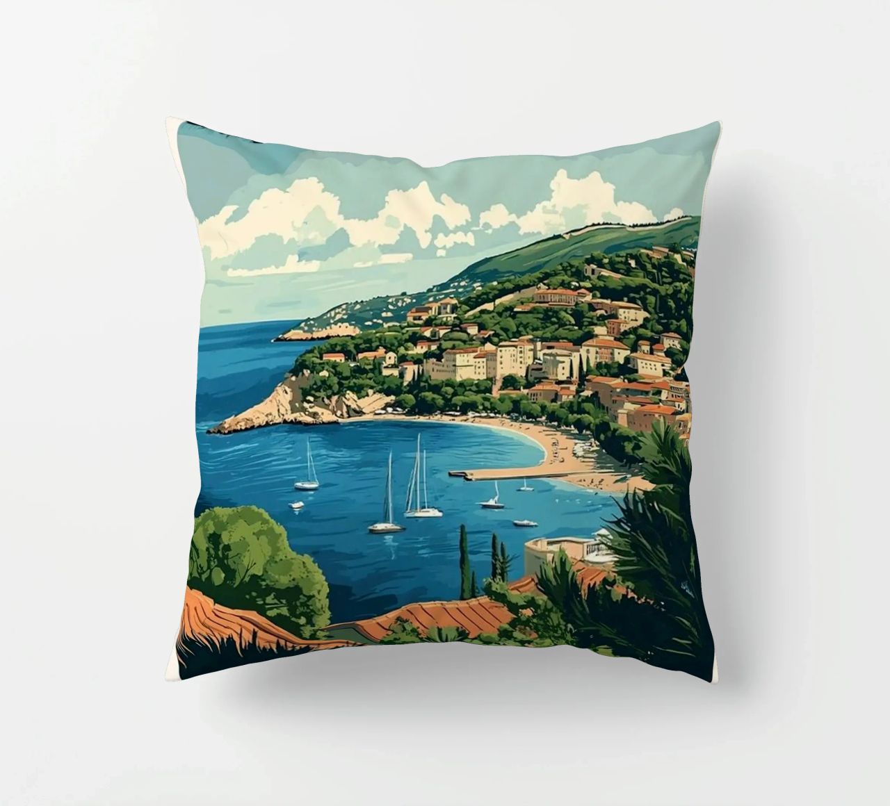 Come on visit travel Cote d'Azur Kissen von youngs print
