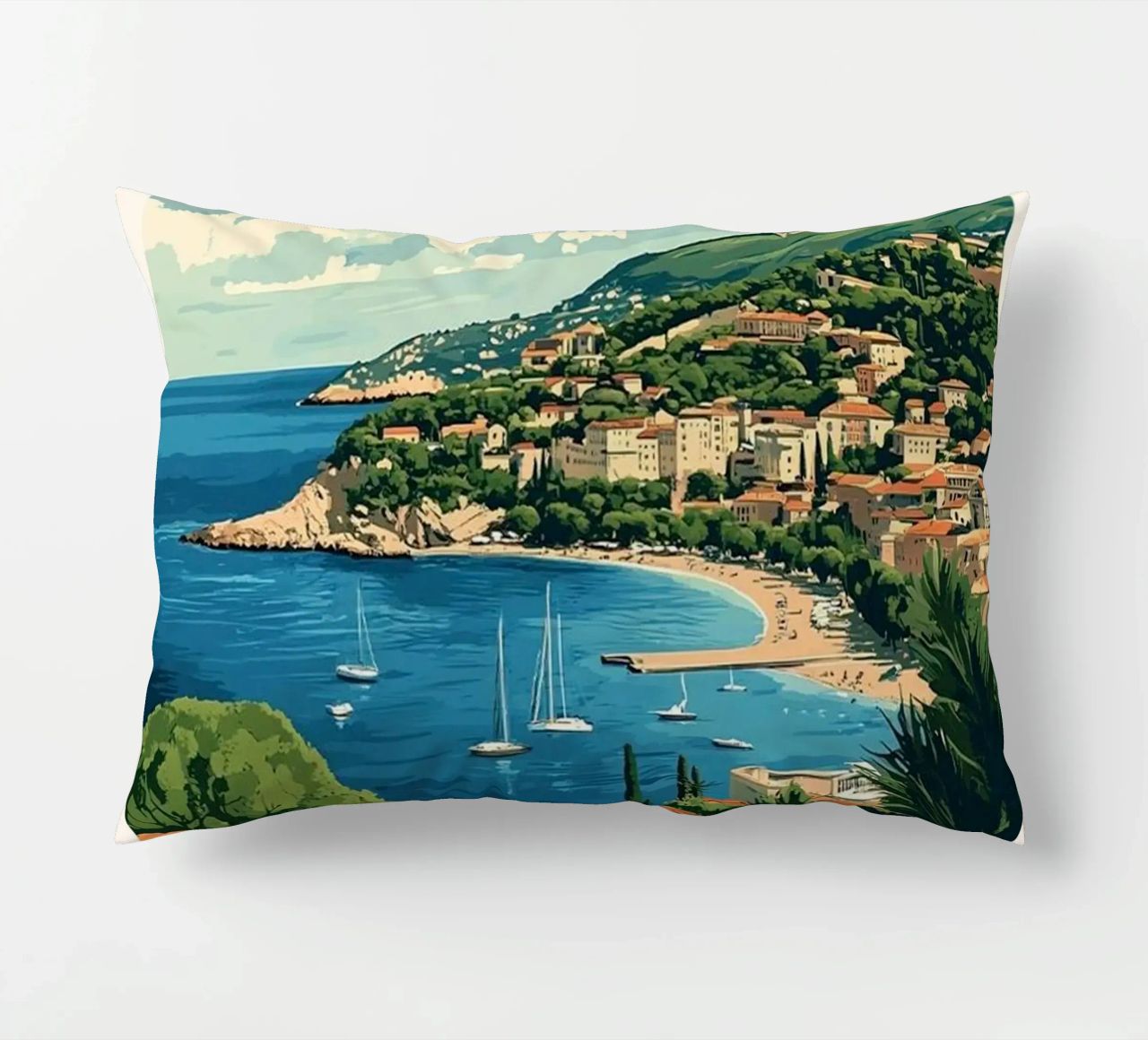 Come on visit travel Cote d'Azur Kissen von youngs print
