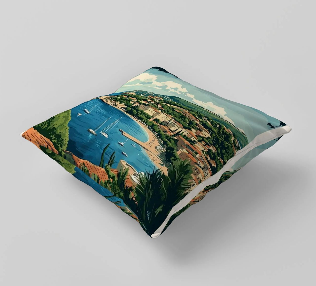 Come on visit travel Cote d'Azur Kissen von youngs print