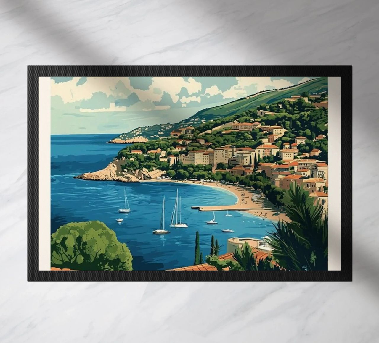 Come on visit travel Cote d'Azur Fußmatte von youngs print