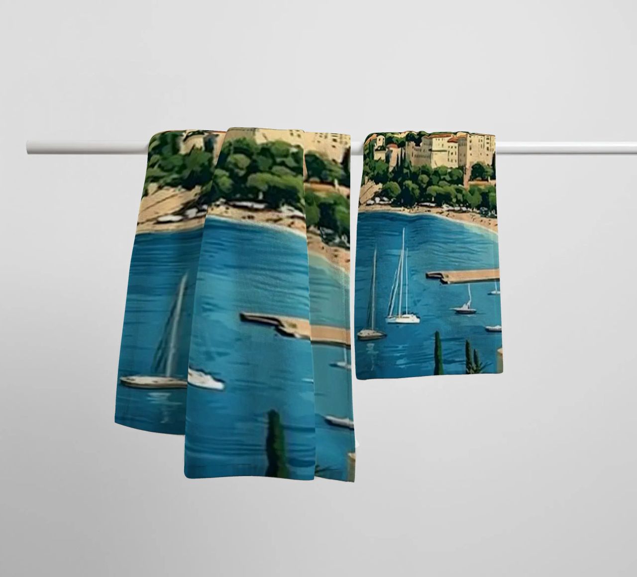 Come on visit travel Cote d'Azur Handtuch von youngs print