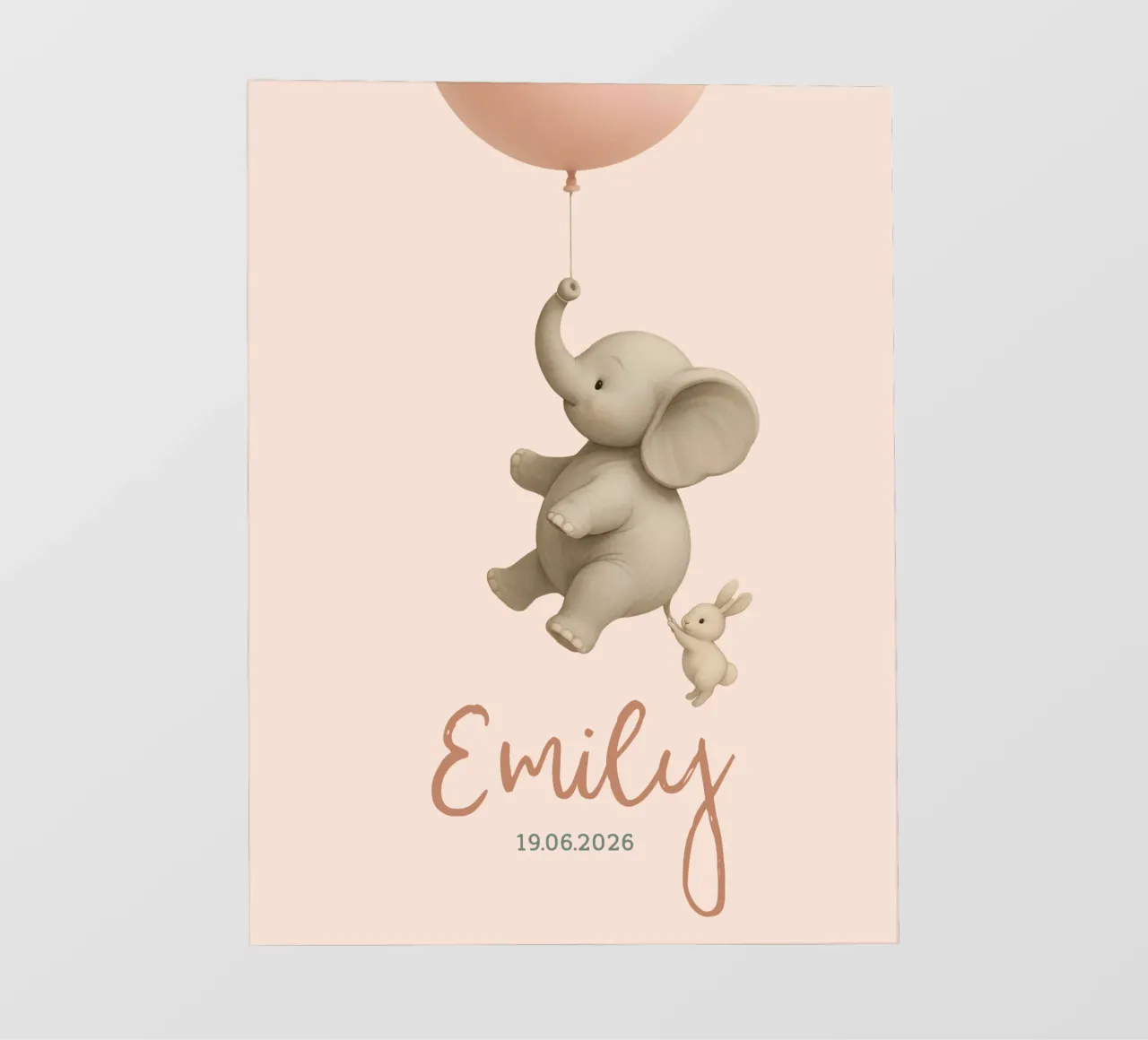 Giro in mongolfiera con elefante e coniglietto - Poster Amici volanti telo in pvc da Lootprint