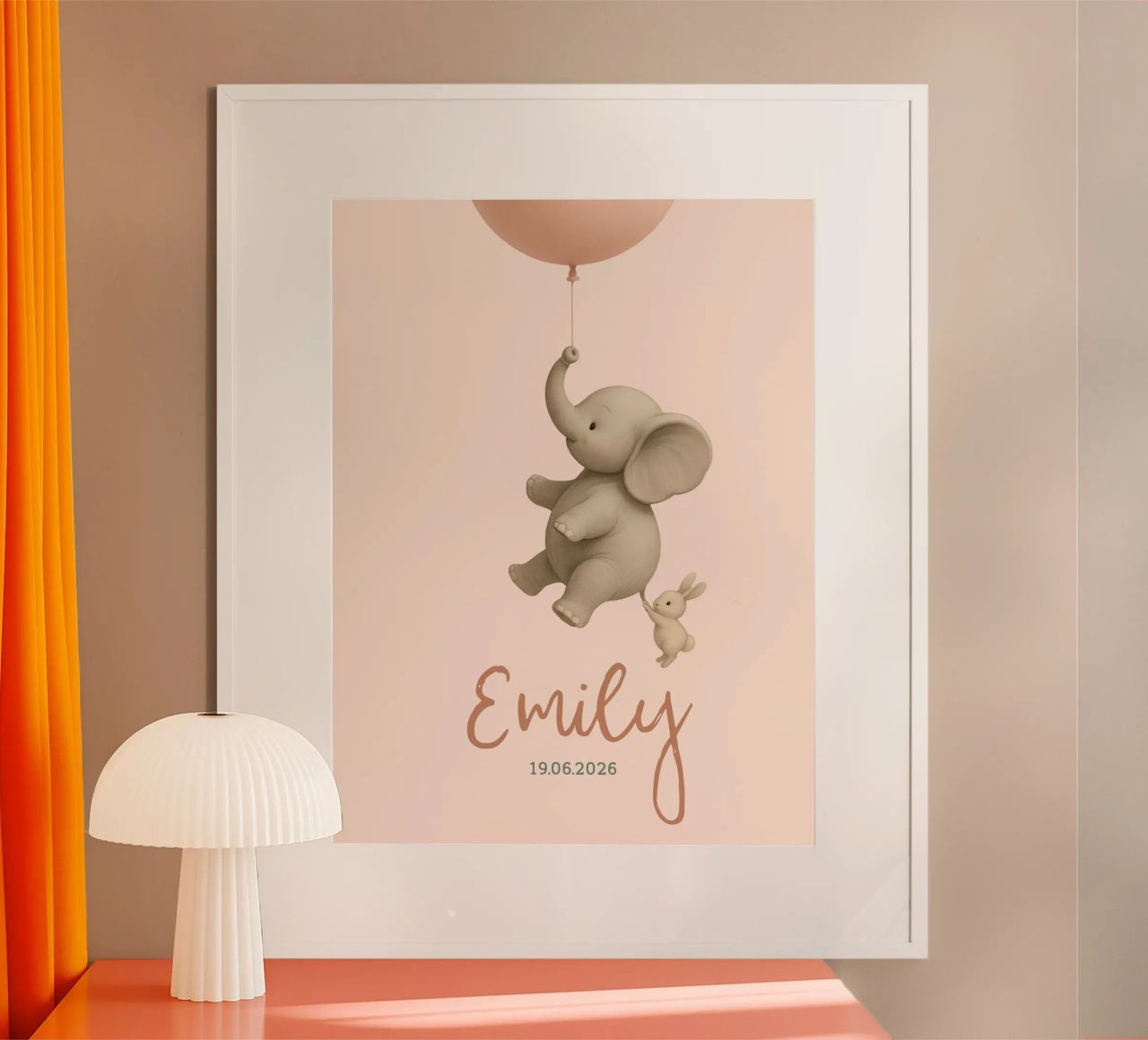 Ballade en ballon de l'éléphant et du lapin - Poster des amis volants poster de Lootprint