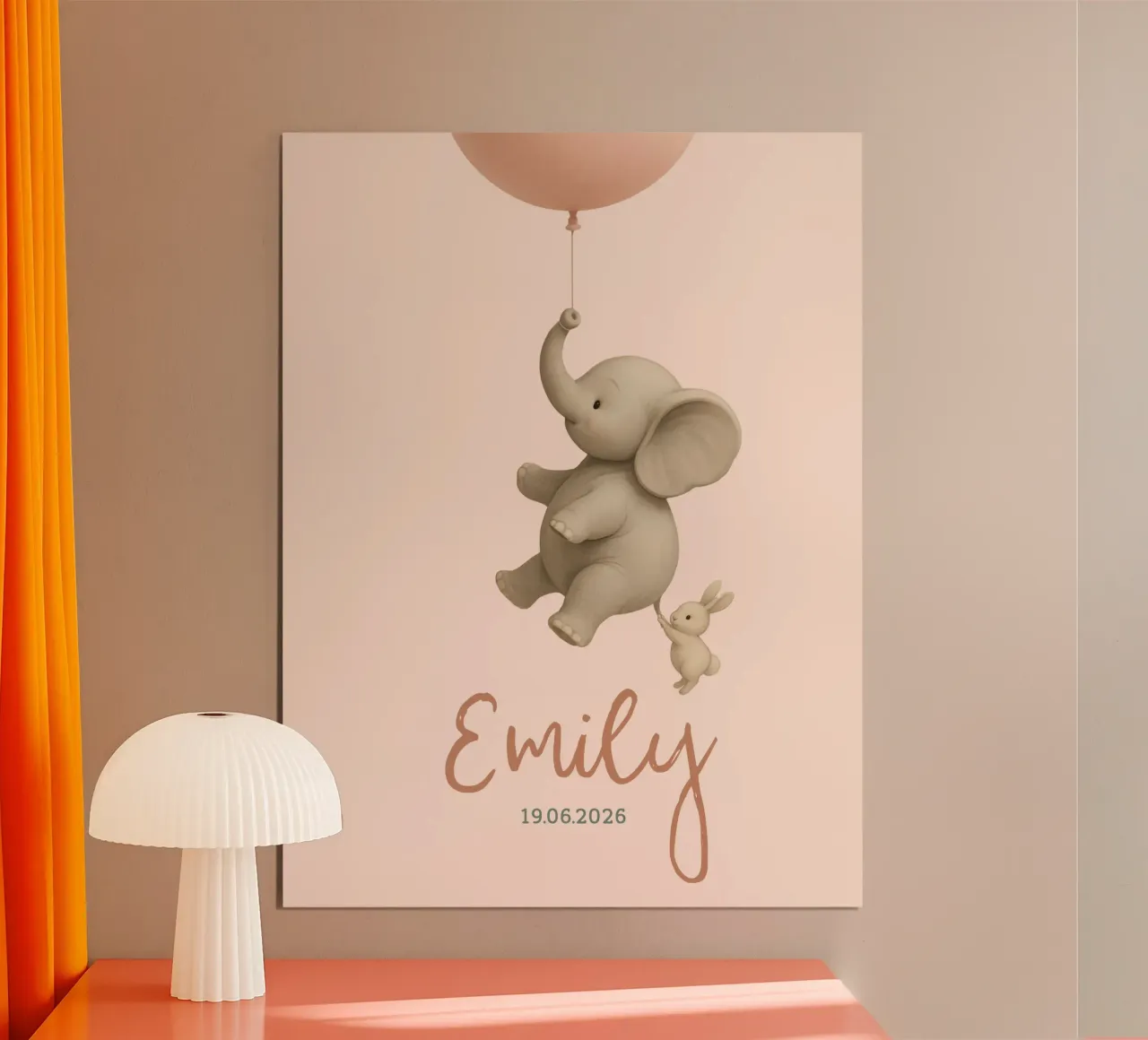 Giro in mongolfiera con elefante e coniglietto - Poster Amici volanti poster con telaio in plastica da Lootprint