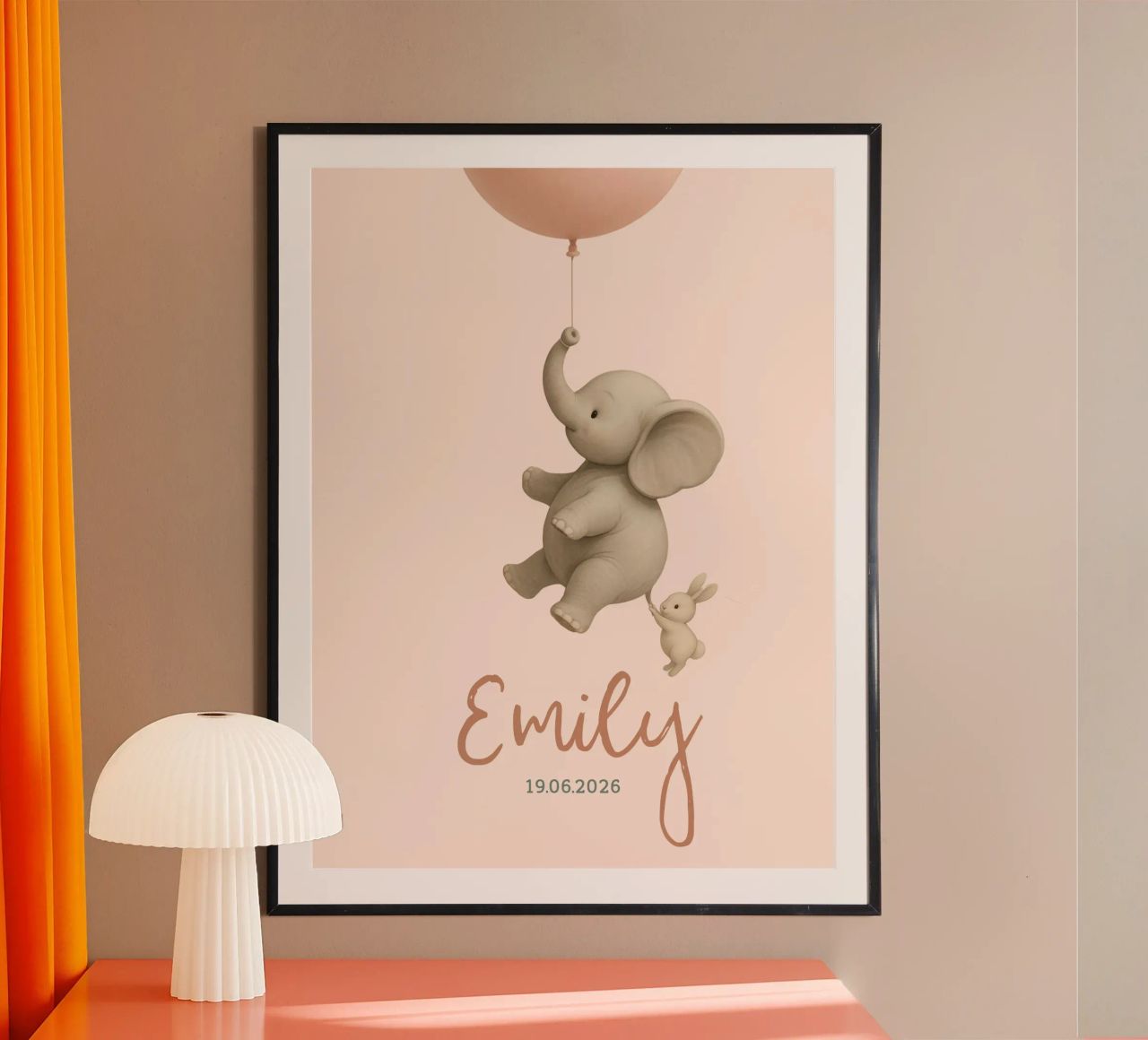 Ballade en ballon de l'éléphant et du lapin - Poster des amis volants poster de Lootprint