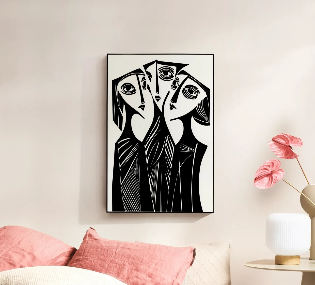 Tre donne al gossip e al pettegolezzo | linoleografia plexiglass da Autofocus