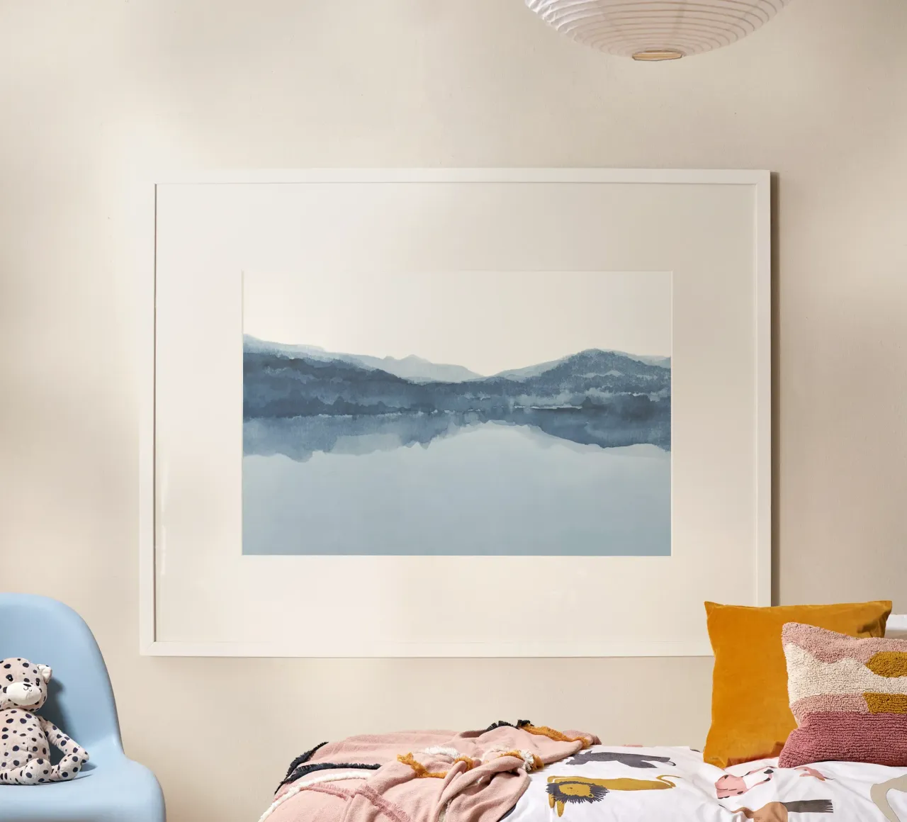 Acquerello astratto blu vista lago carta hahnemühle da NouveauPrints