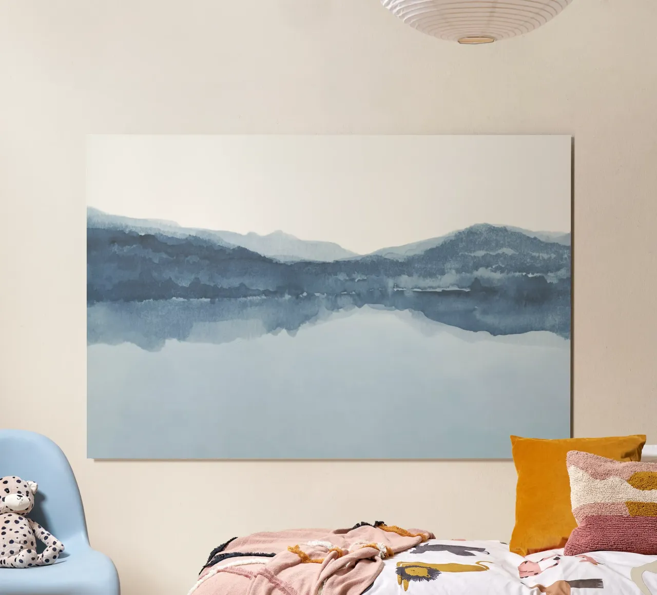 Acquerello astratto blu vista lago carta hahnemühle da NouveauPrints