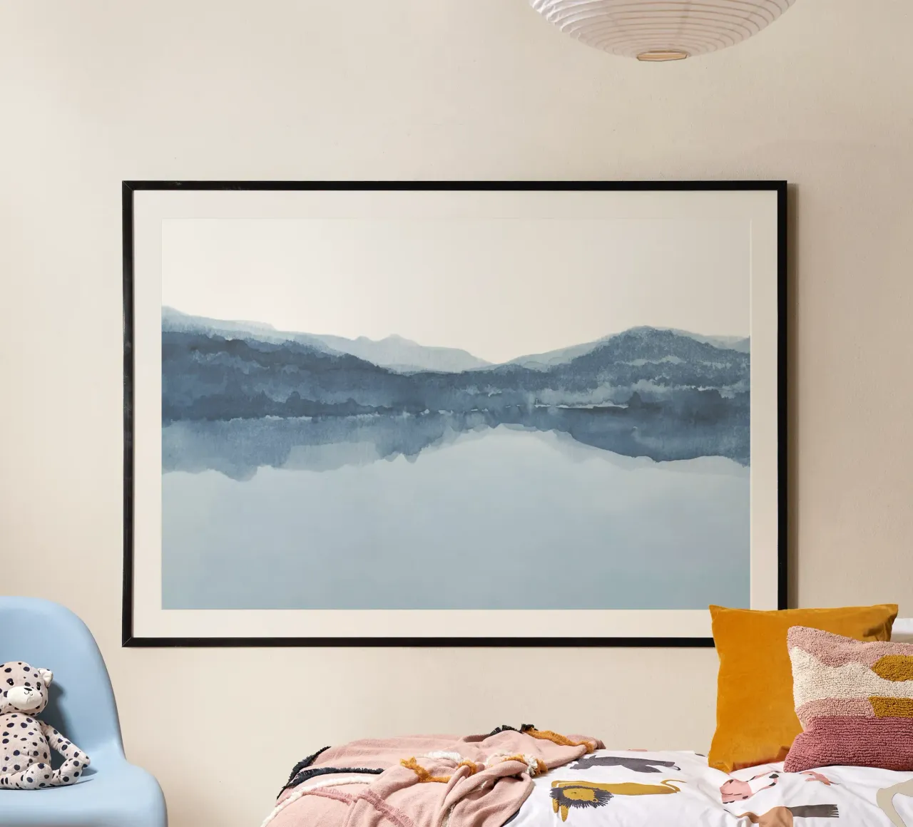 Acquerello astratto blu vista lago carta hahnemühle da NouveauPrints