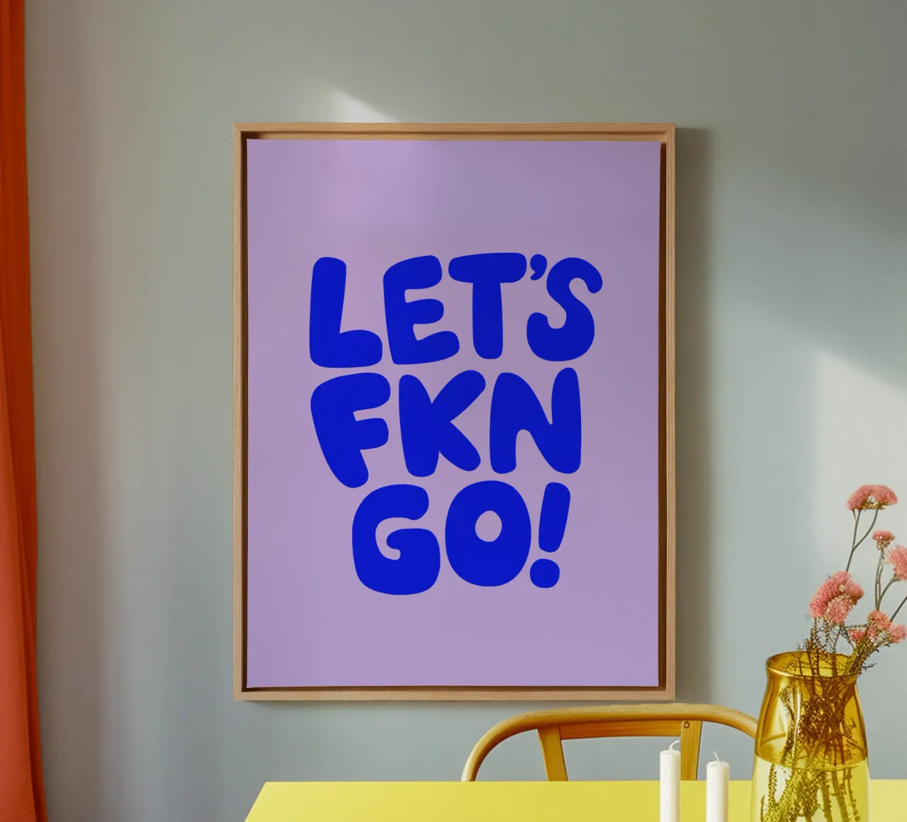 Lets Fkn Go frech sarkastischen Typografie drucken in lila blau Leinwand von THE MOTIVATED TYPE
