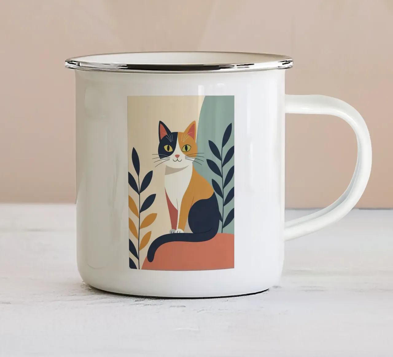 Gatto minimalista tazza in smalto da ARTVI-SHOP