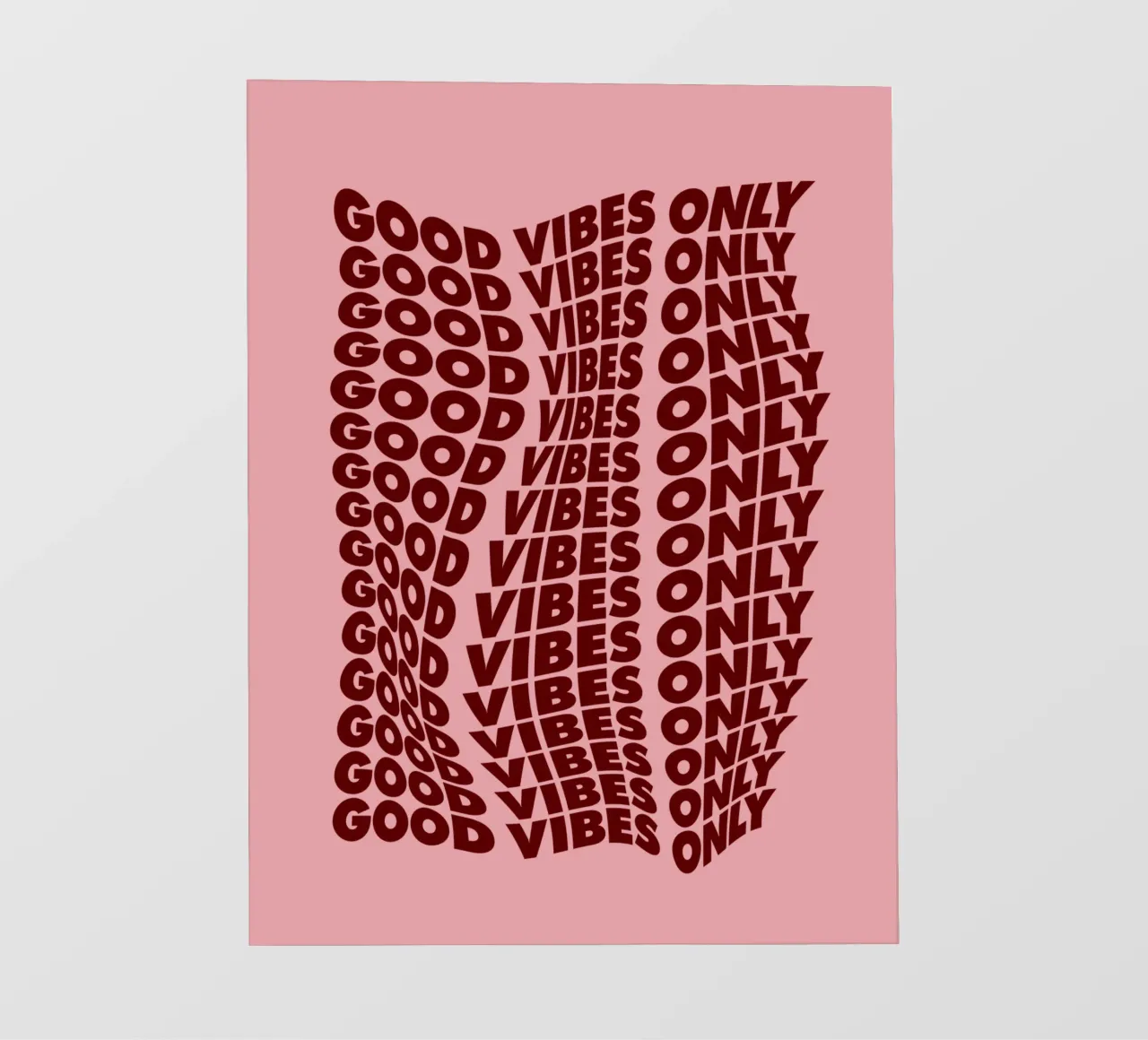Estampado tipográfico en negrita con estilo Good Vibes Only en rosa púrpura lámina retroiluminada de THE MOTIVATED TYPE