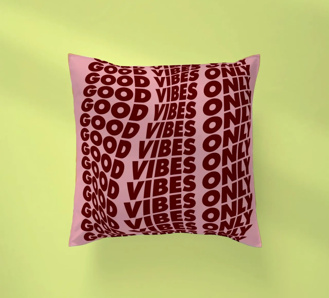 Good Vibes Only Elegante stampa tipografica in grassetto in rosa e viola cuscino da THE MOTIVATED TYPE