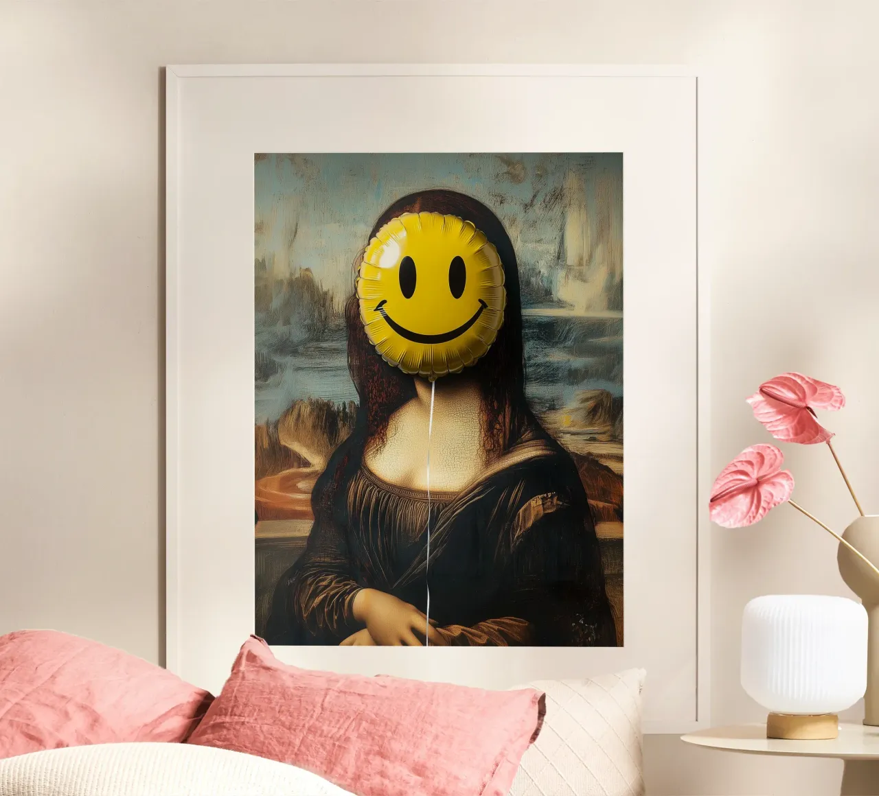 Mona Smile poster con telaio in alluminio da Dikhotomy