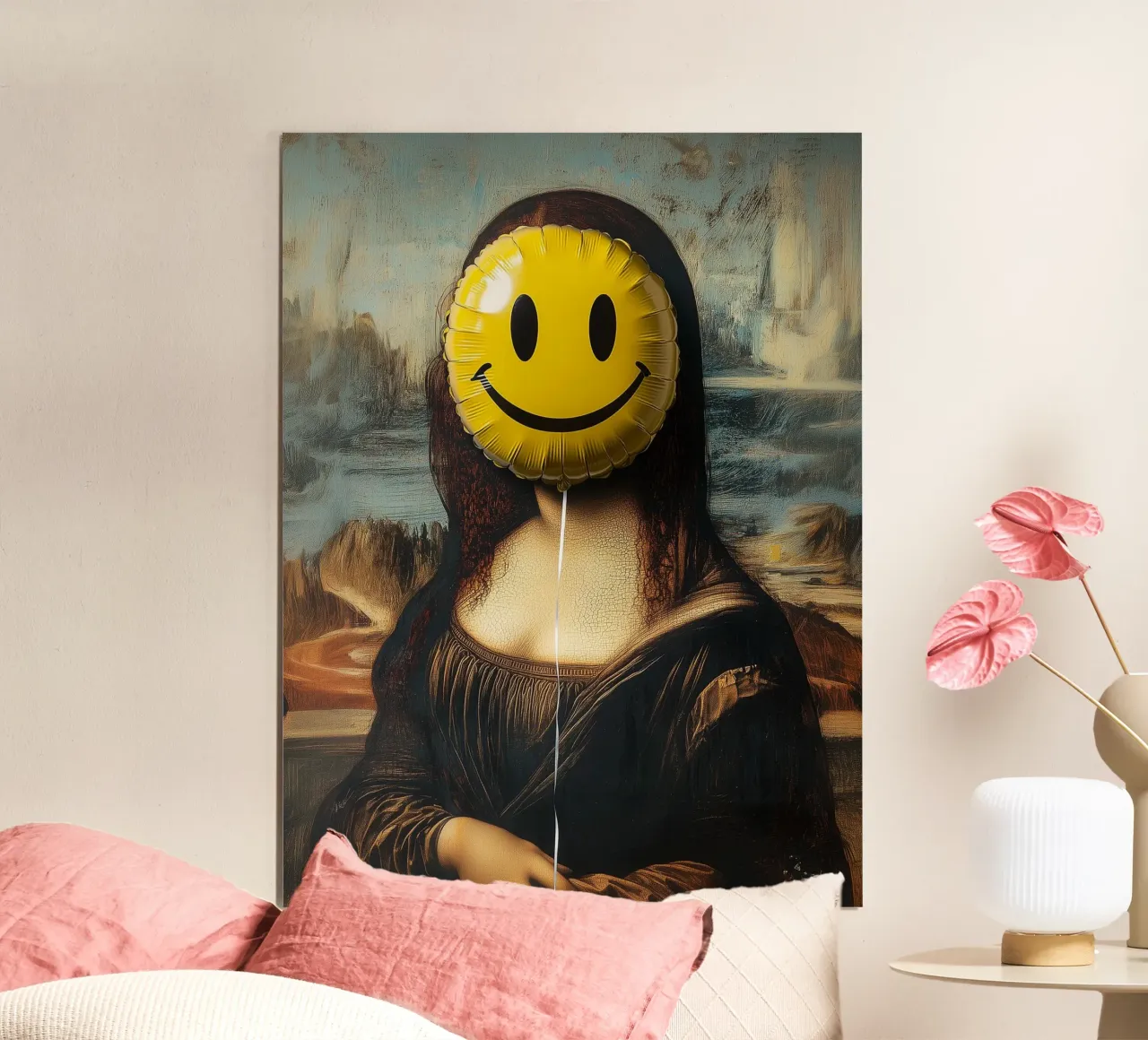 Mona Smile poster con telaio in alluminio da Dikhotomy