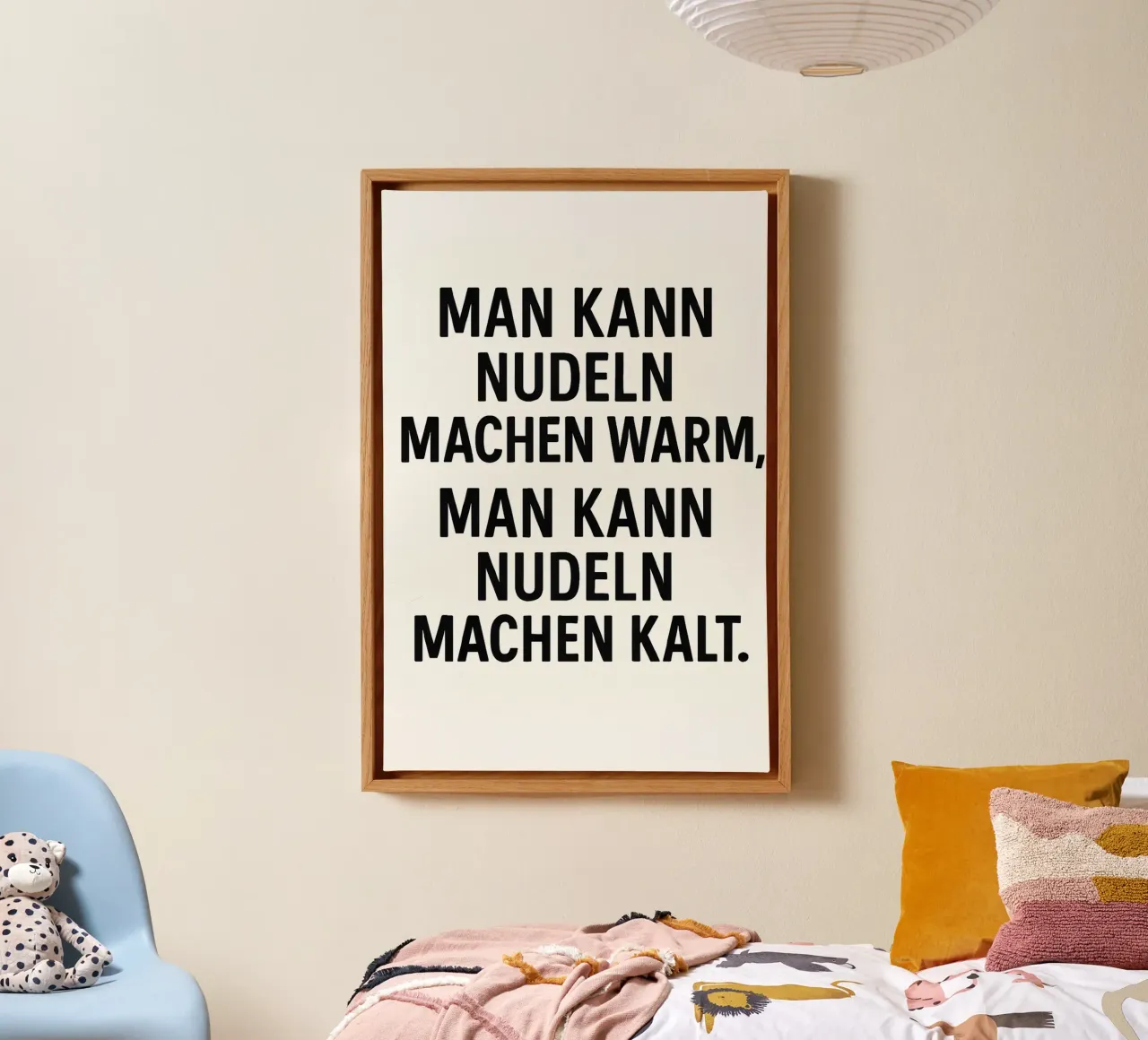 Man kann Nudeln machen warm, man kann Nudeln machen kalt. tela con Cornice a cassetta da Trash TV Quotes