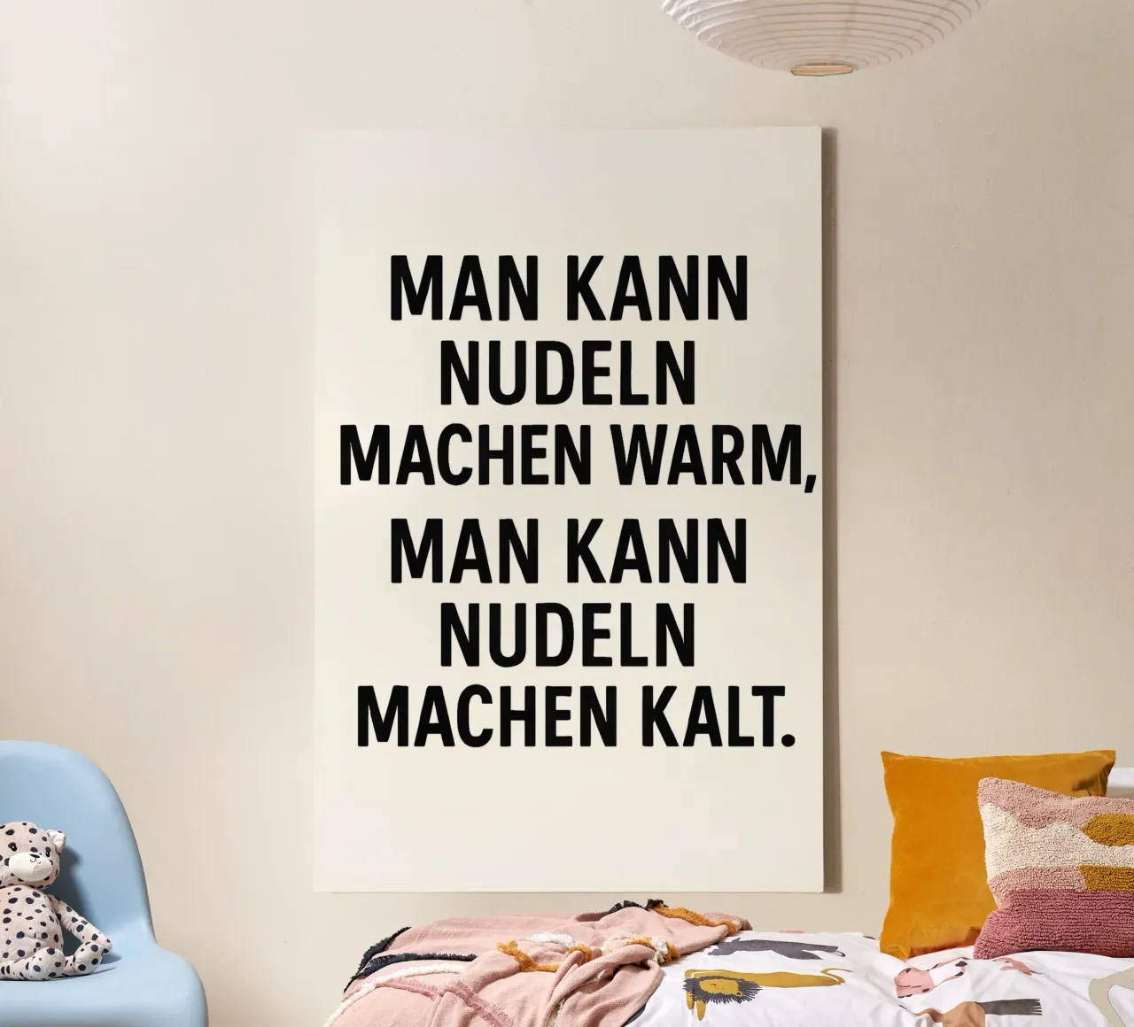 Man kann Nudeln machen warm, man kann Nudeln machen kalt. tela con Cornice a cassetta da Trash TV Quotes
