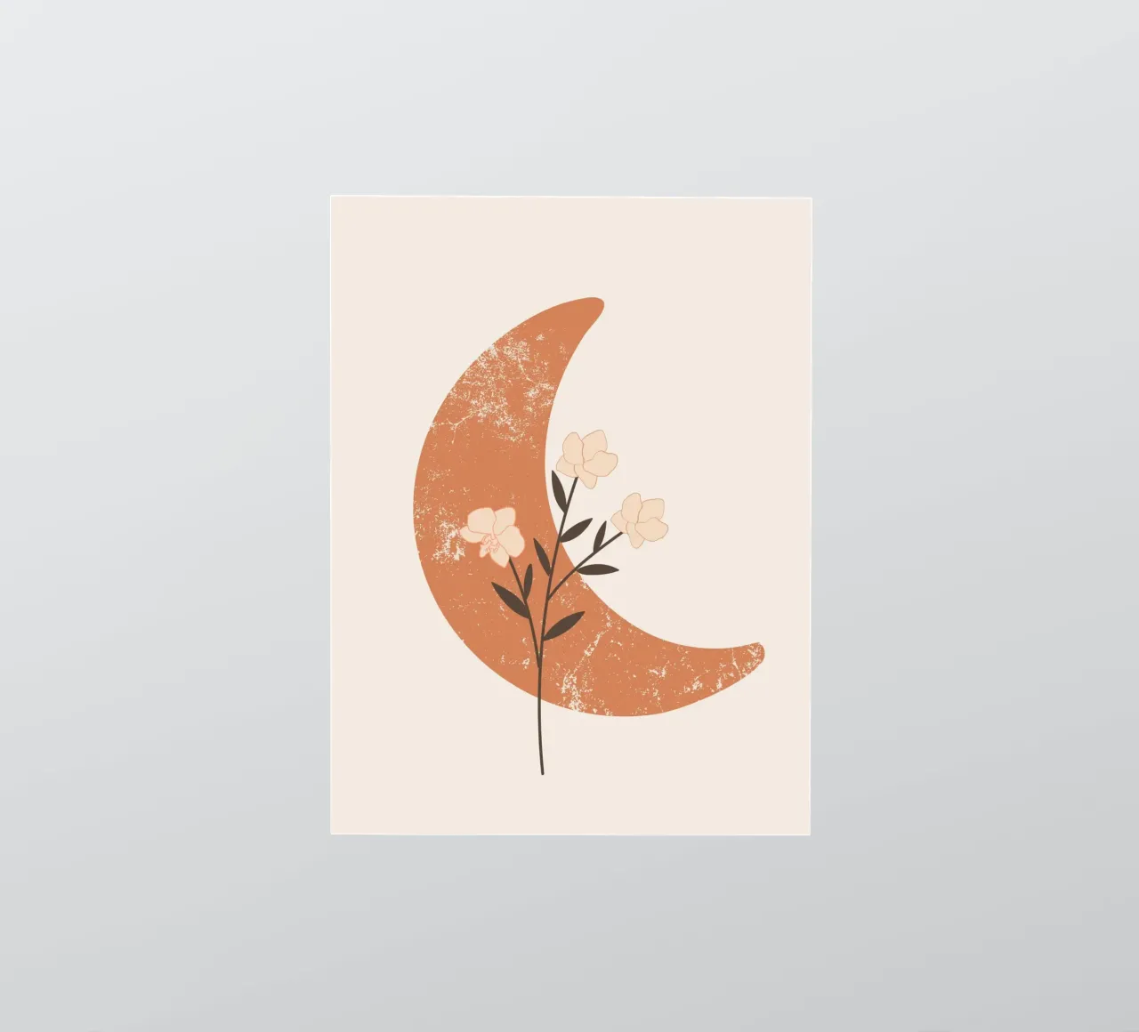midcentury Floral moon art sticker by pdigitalprints