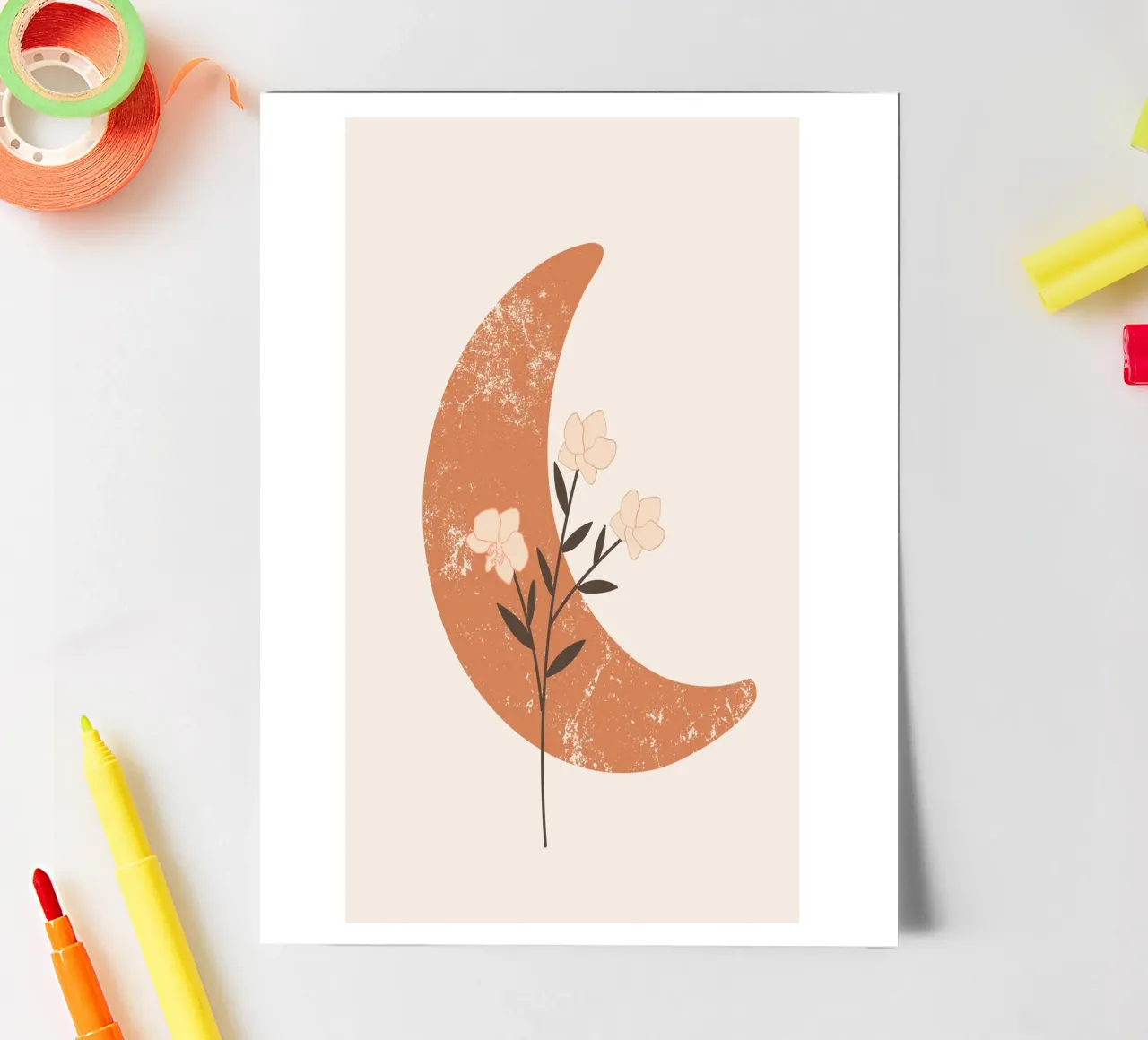Mitte des Jahrhunderts Floral Mond Kunst Stickerbogen von pdigitalprints