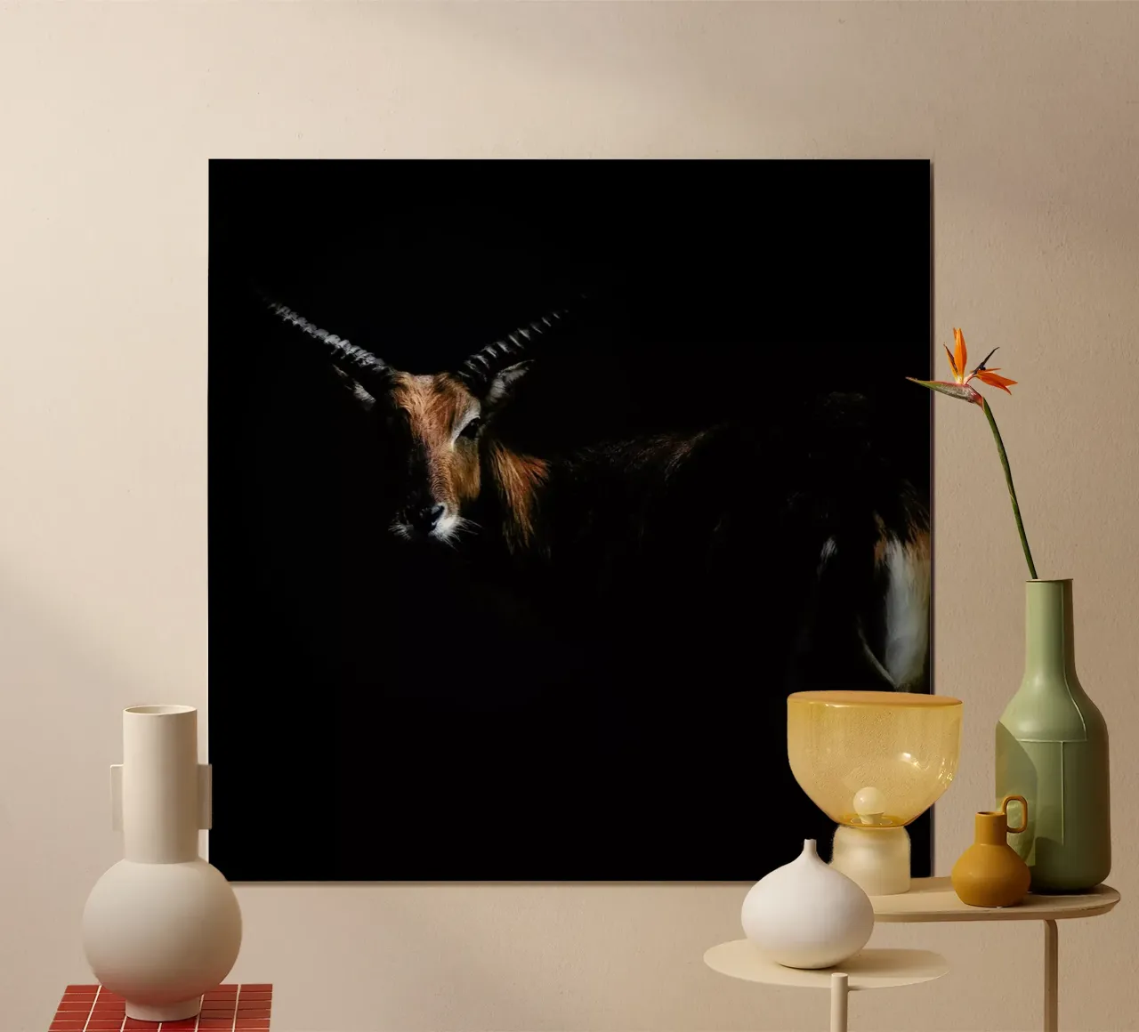 Antelope Lechwe Portrait - Santiago Pascual Buye poster con telaio in plastica da Pictufy