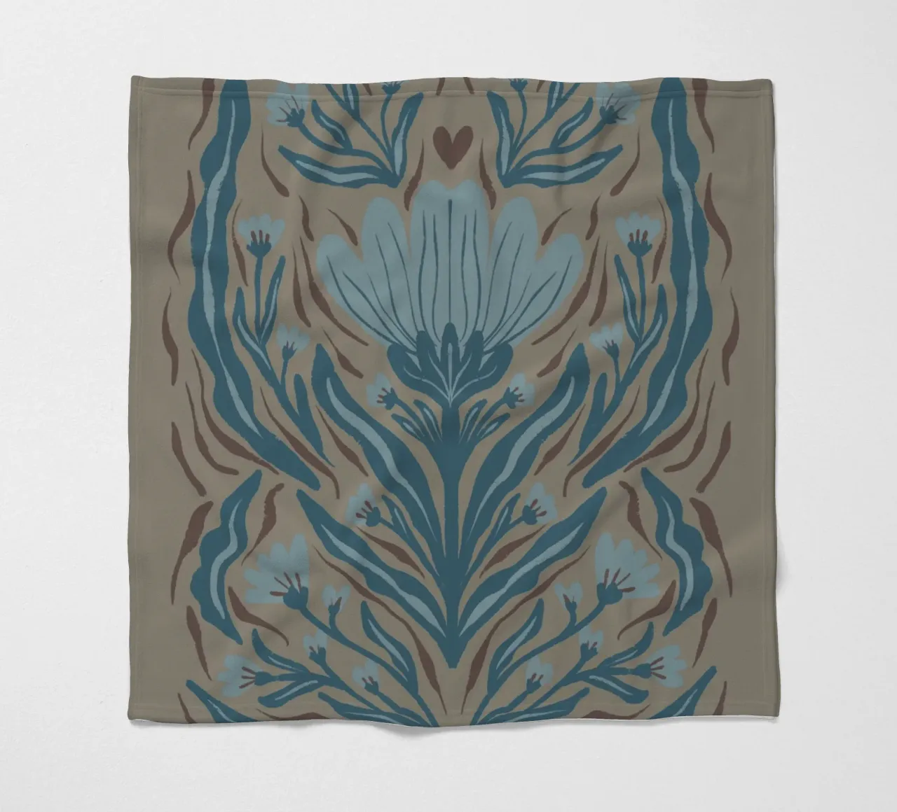 Grafische strukturierte Blume in Teal Fleecedecke von Wackapacka