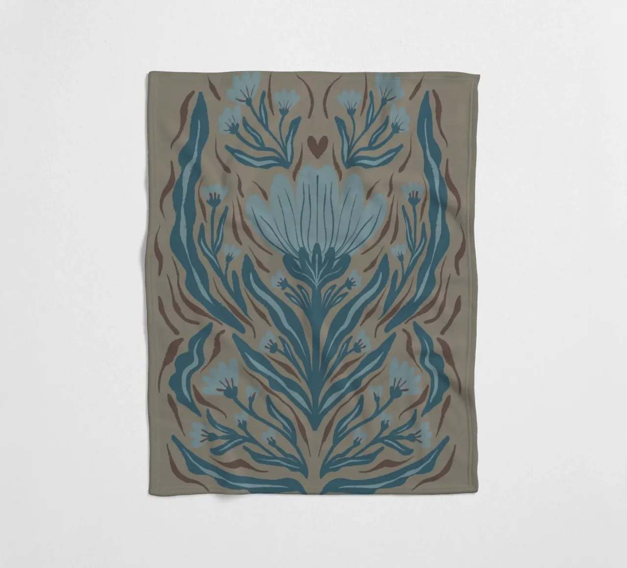 Grafische strukturierte Blume in Teal Fleecedecke von Wackapacka