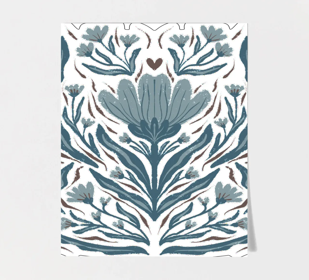 Teal bloem met grafische structuur stickervel van Wackapacka