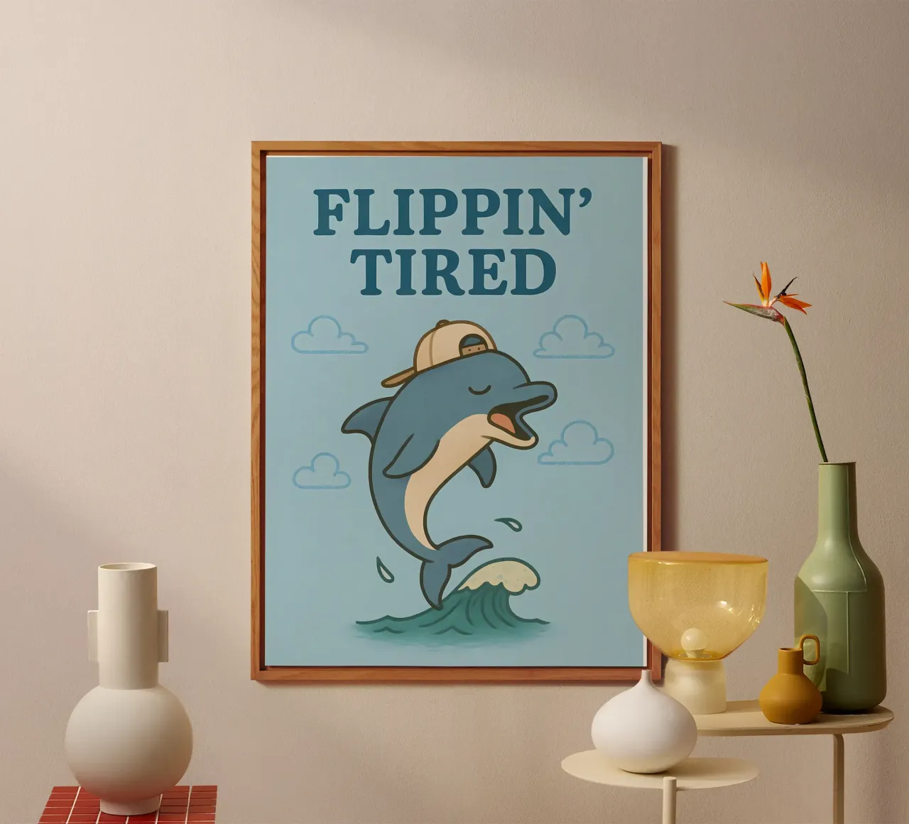 Meme divertente sui delfini alluminio dibond da Funny Humor Art