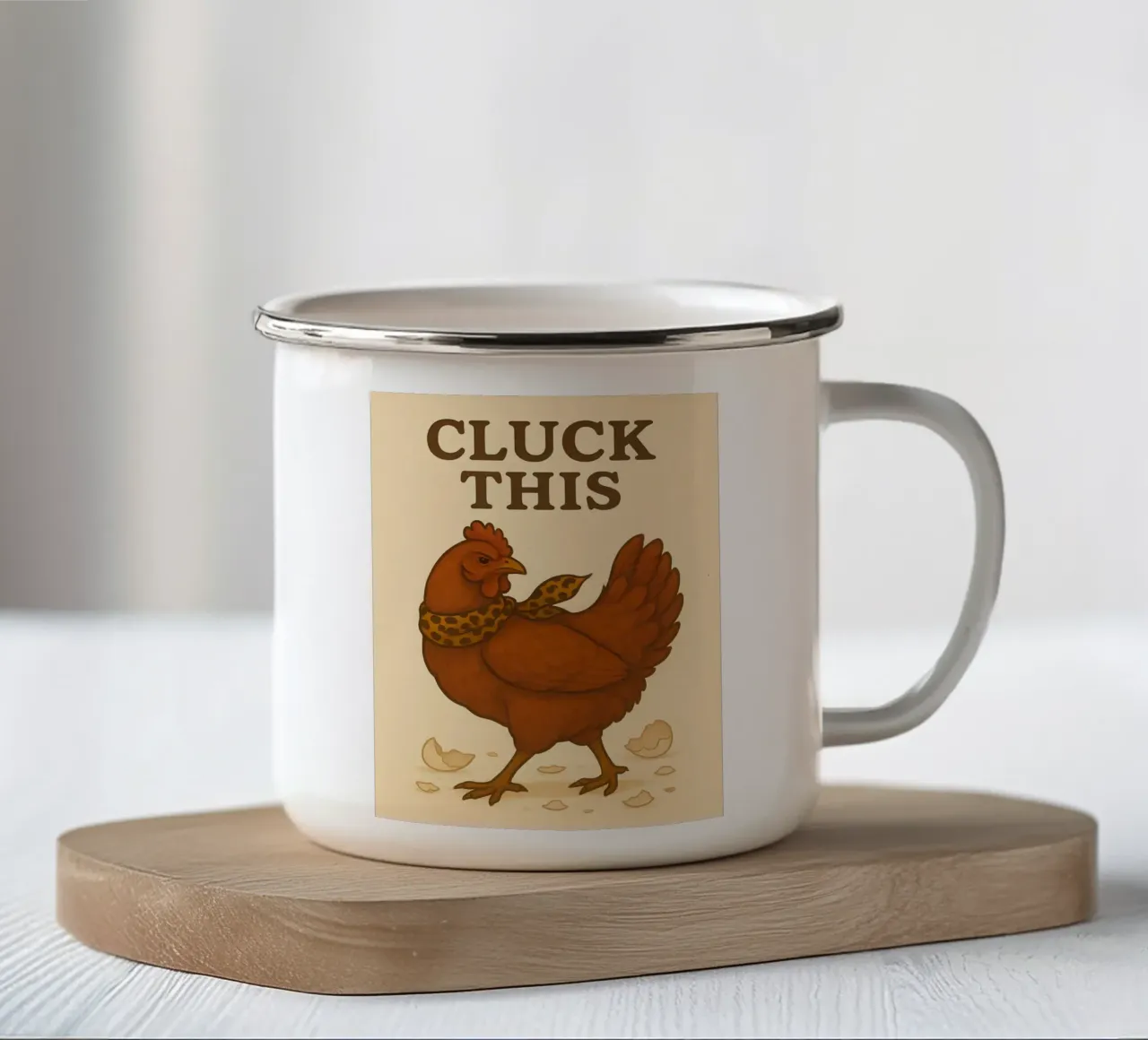 Meme divertente sul pollo tazza in smalto da Funny Humor Art