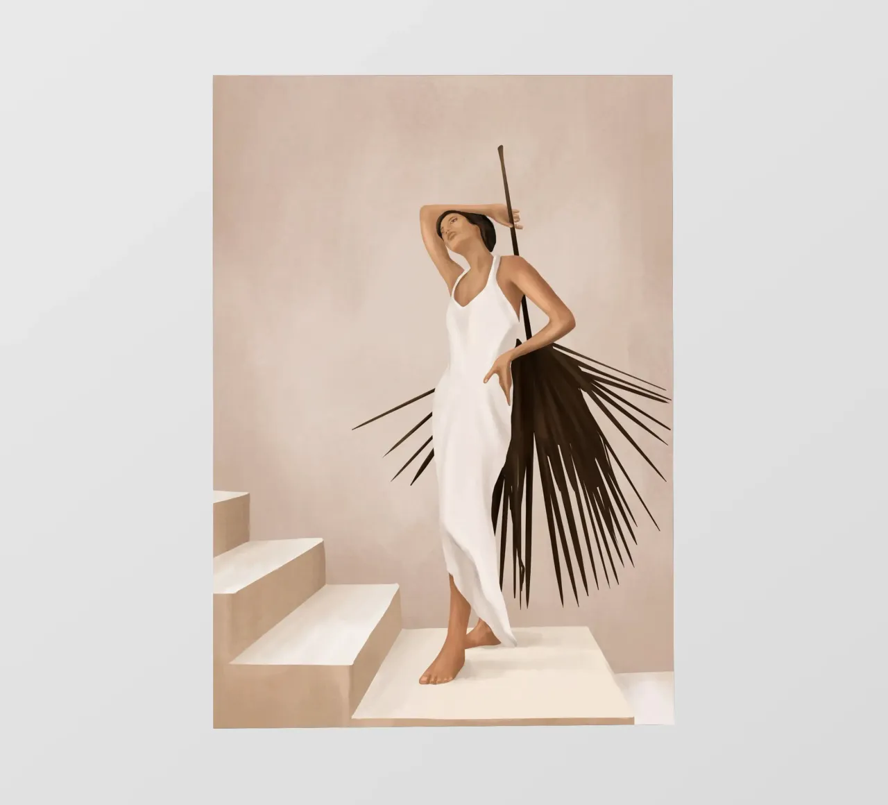 Minimal Woman with a Palm Leaf pellicola backlit da cityart