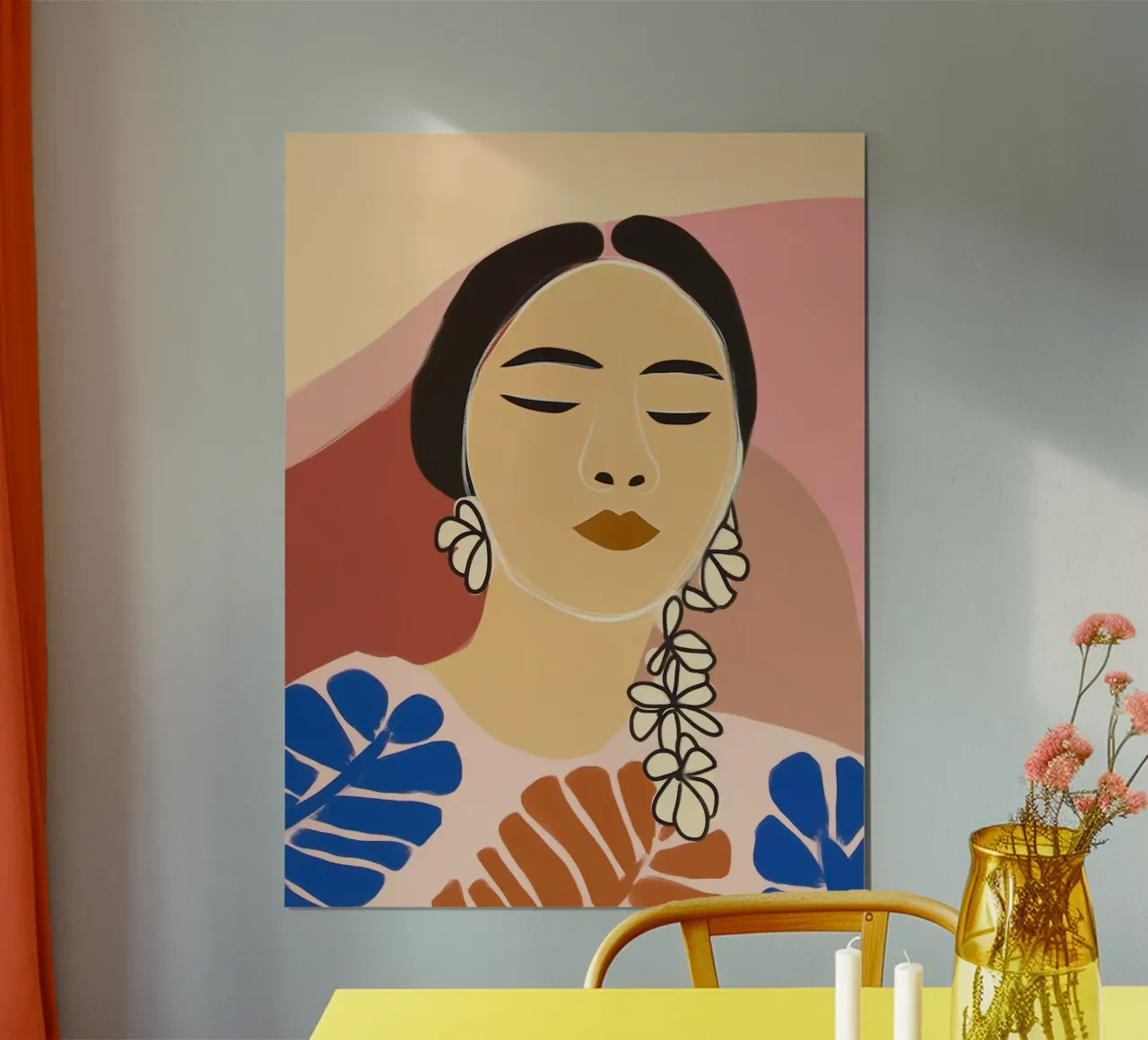Ritratto ingenuo e di tendenza di una donna latina poster con telaio in legno da Autofocus