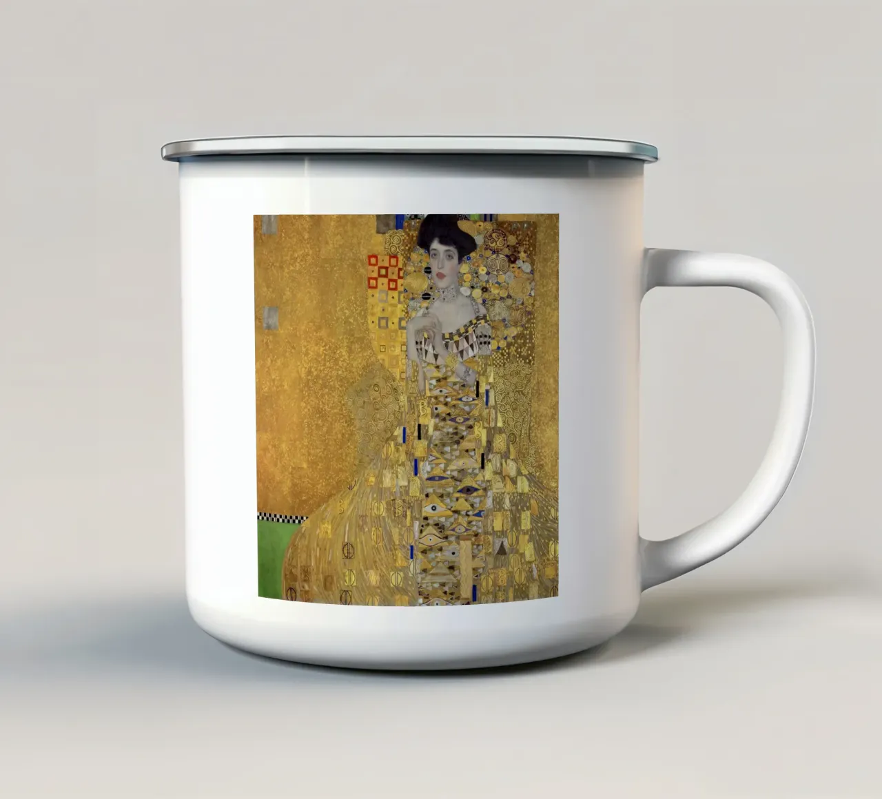 Gustav Klimt's Portrait of Adele Bloch-Bauer I (1907) tazza in smalto da Gustav Klimt ART Prints