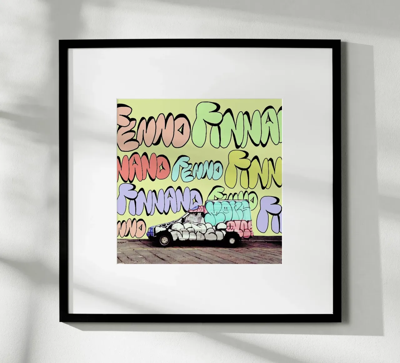 bad graffiti on the screen poster con telaio in legno da FinnanoFenno