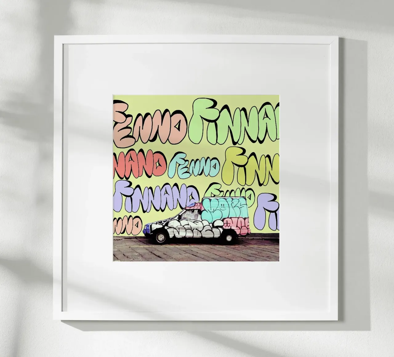 bad graffiti on the screen poster con telaio in legno da FinnanoFenno