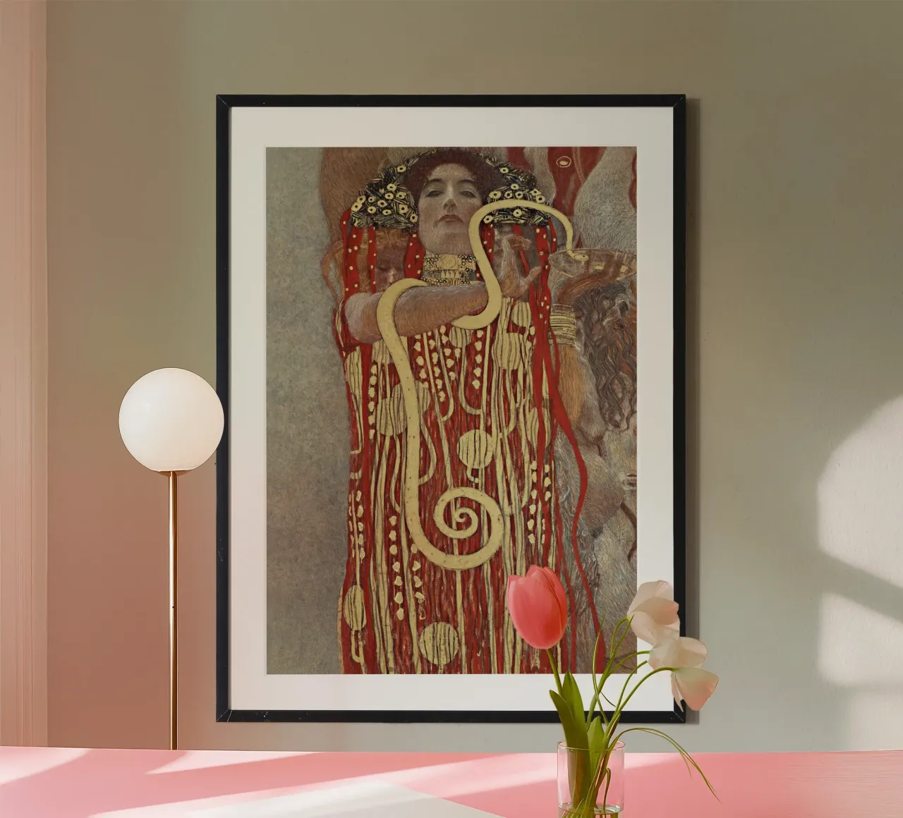 L'igieia di Gustav Klimt (1907) poster con telaio in alluminio da Gustav Klimt ART Prints