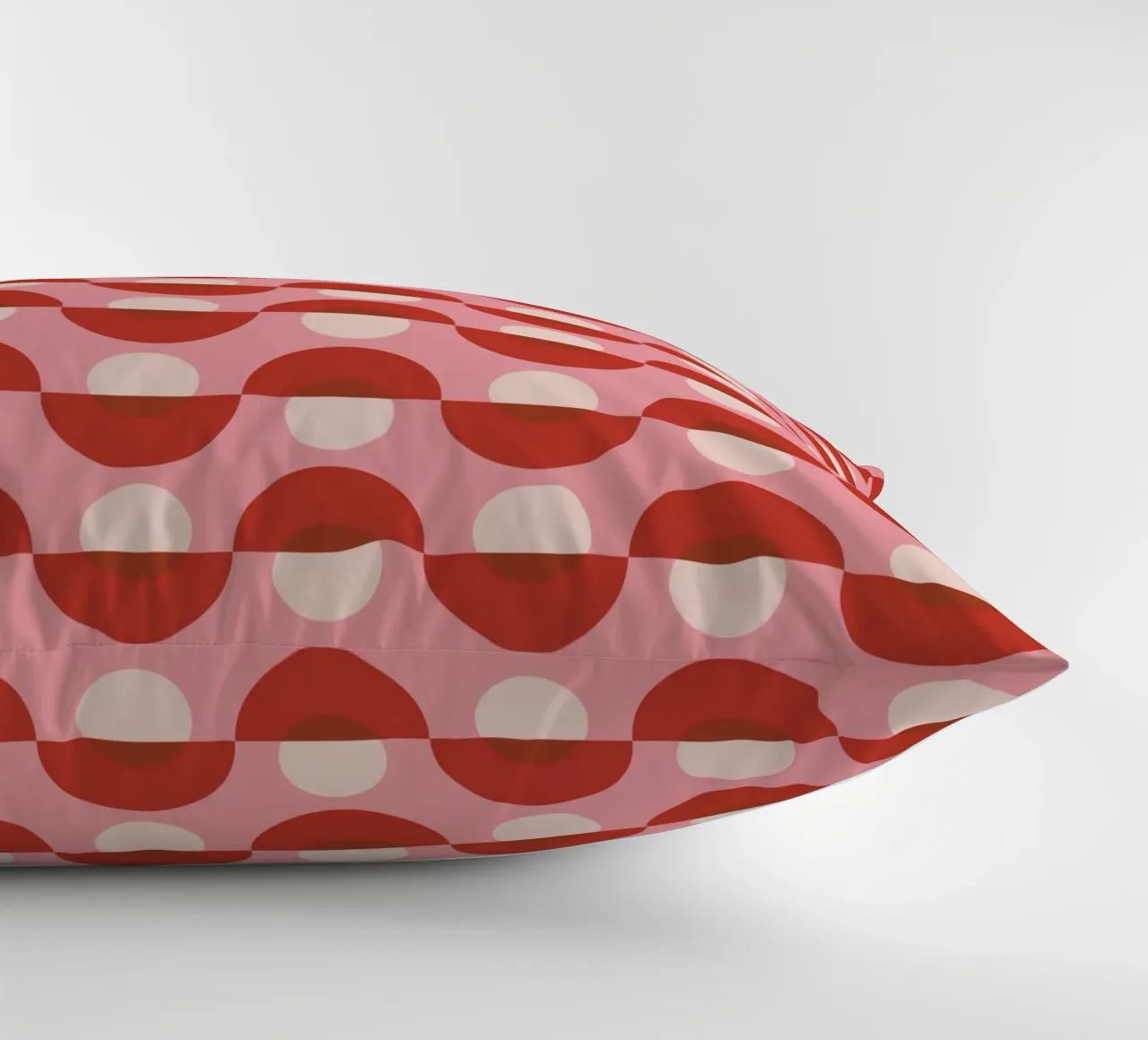 Up and down seamless geometry pattern in pink decorative cushion by Little Dean