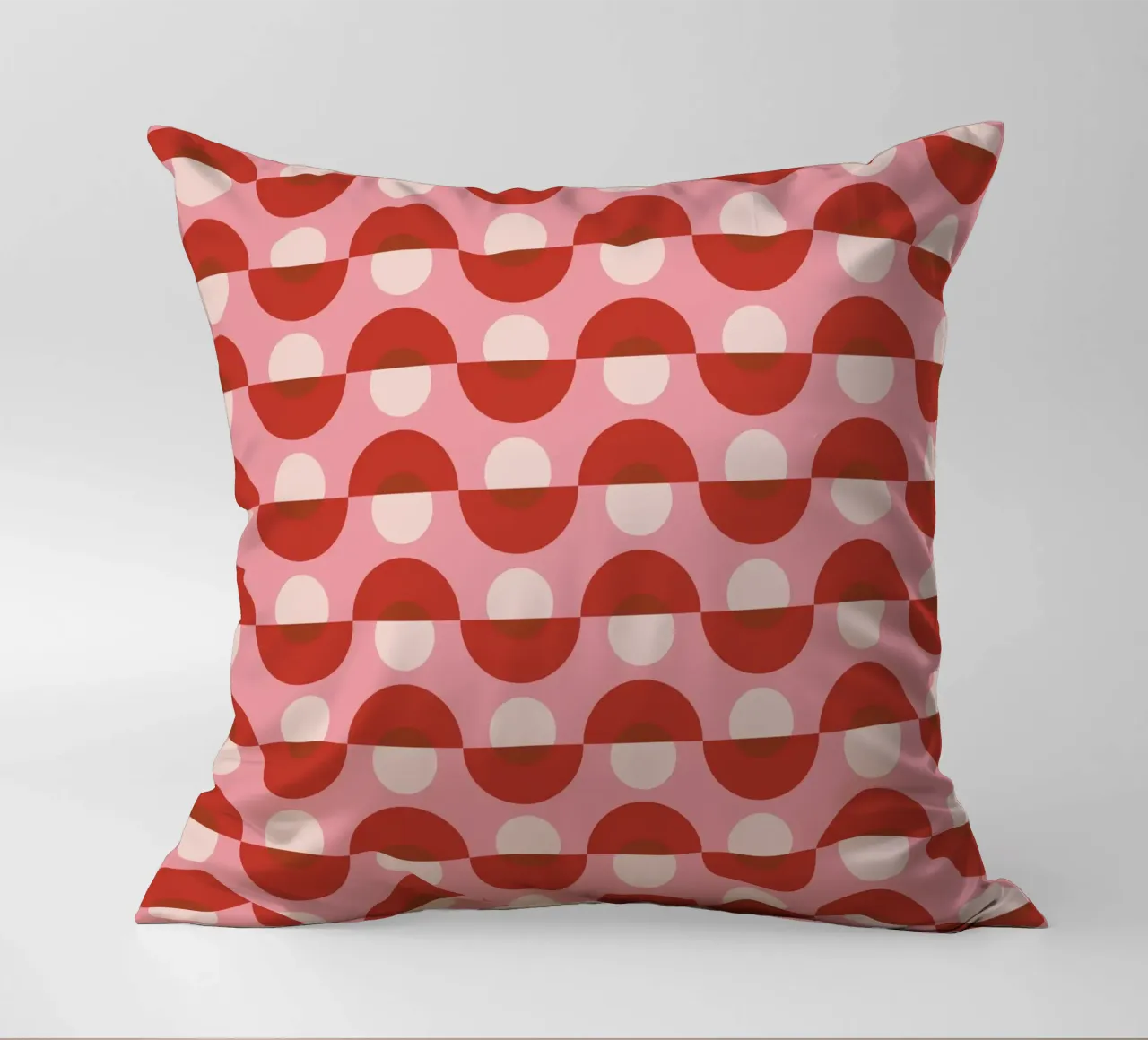 Up and down seamless geometry pattern in pink decorative cushion by Little Dean