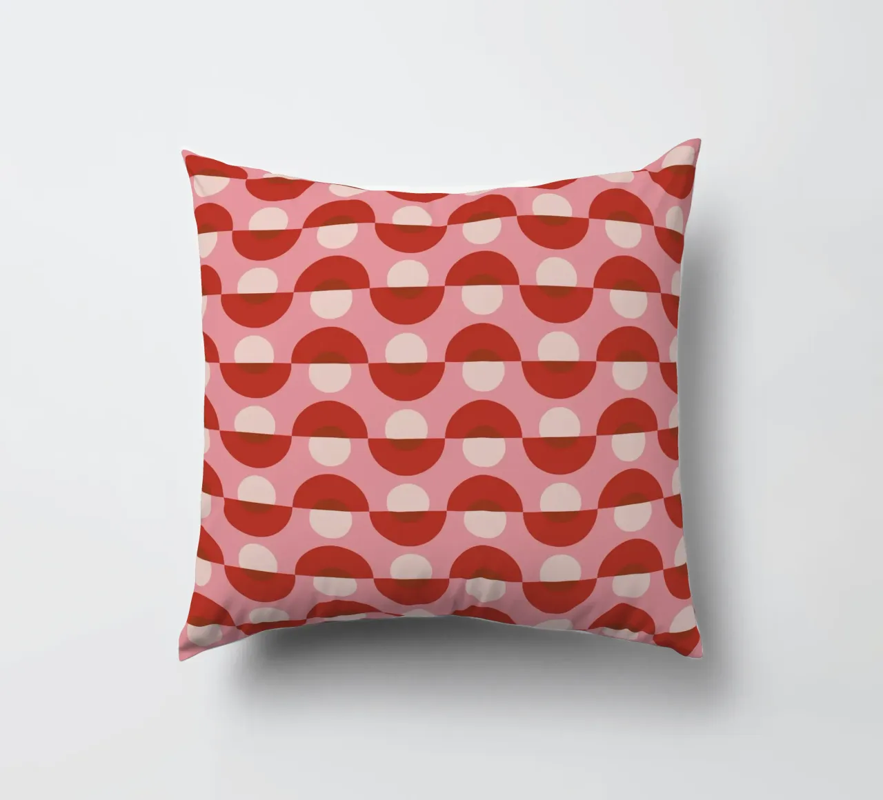Up and down seamless geometry pattern in pink decorative cushion by Little Dean