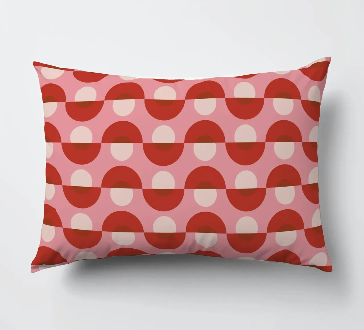 Up and down seamless geometry pattern in pink decorative cushion by Little Dean