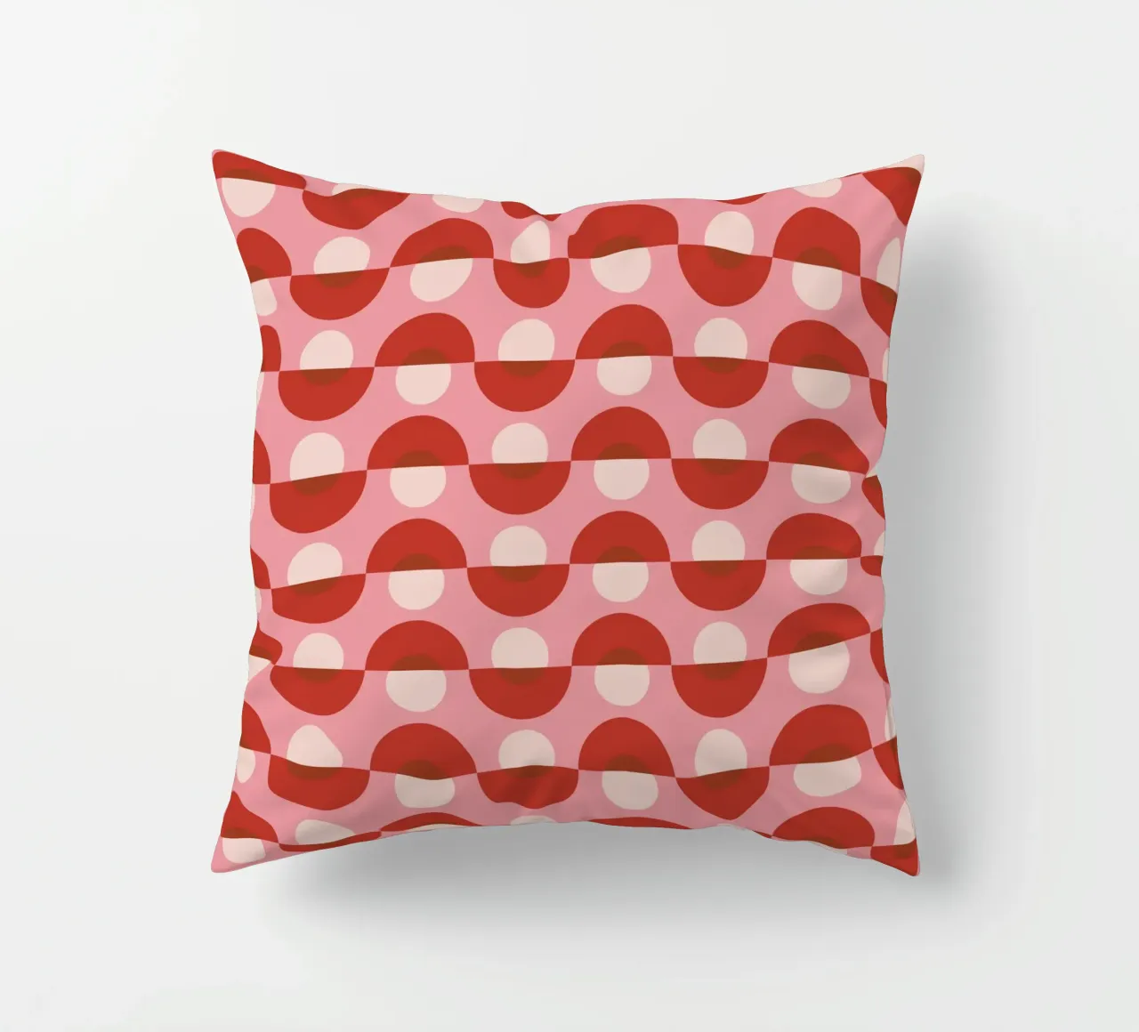 Up and down seamless geometry pattern in pink decorative cushion by Little Dean