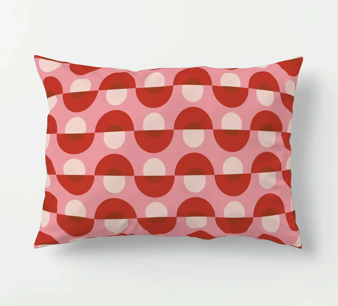 Up and down seamless geometry pattern in pink decorative cushion by Little Dean